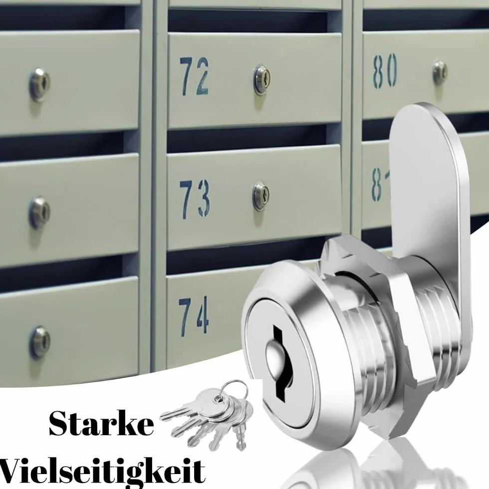 Zamek do skrzynki na listy, 5 kluczy w zestawie z 5 różnymi płytkami zamkowymi, zamkiem do skrzynki pocztowej 16 mm/20 mm, zamek do szafy, zamek dźwigniowy, zamek meblowy do szafki (20 mm)