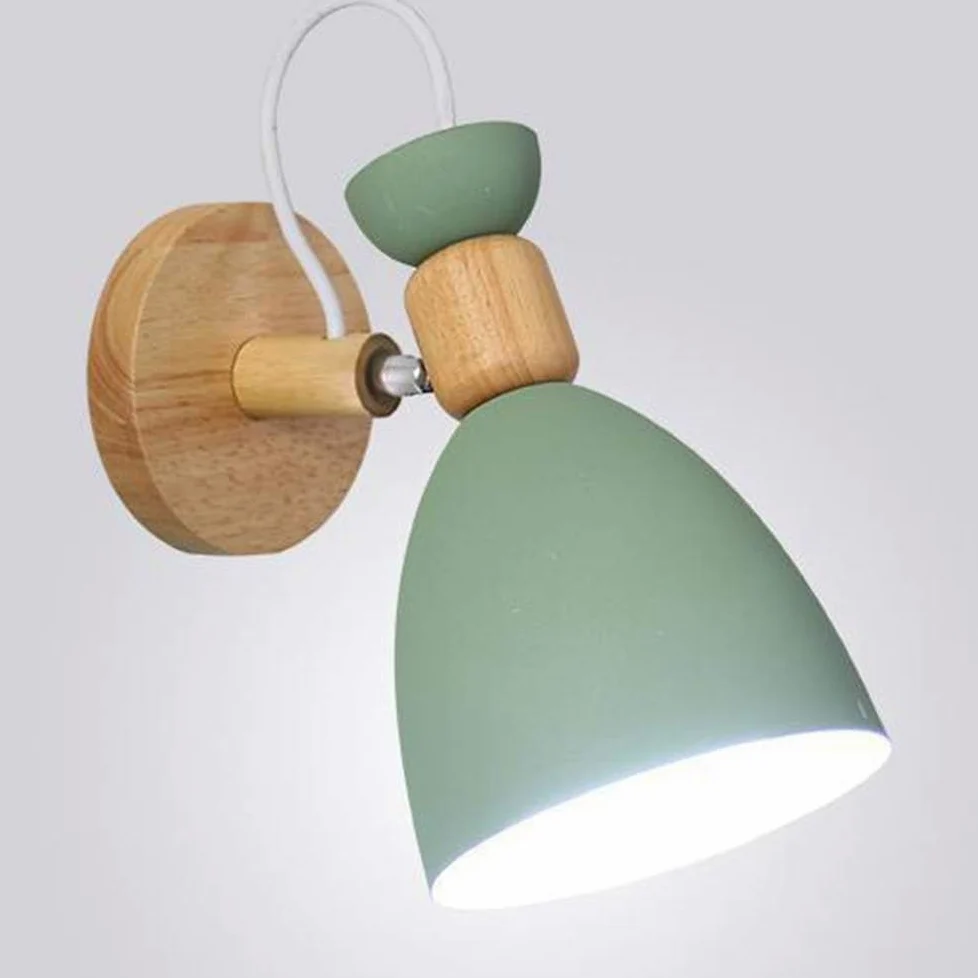 Kinkiet Dziecięcy Lampka Nocna Sypialnia Pokój Dziecięcy Kinkiety Wewnętrzne Kinkiety żelazne Drewniane Regulowane Oświetlenie ścienne Do Kuchni Oświetlenie Sufitowe Dek, Green