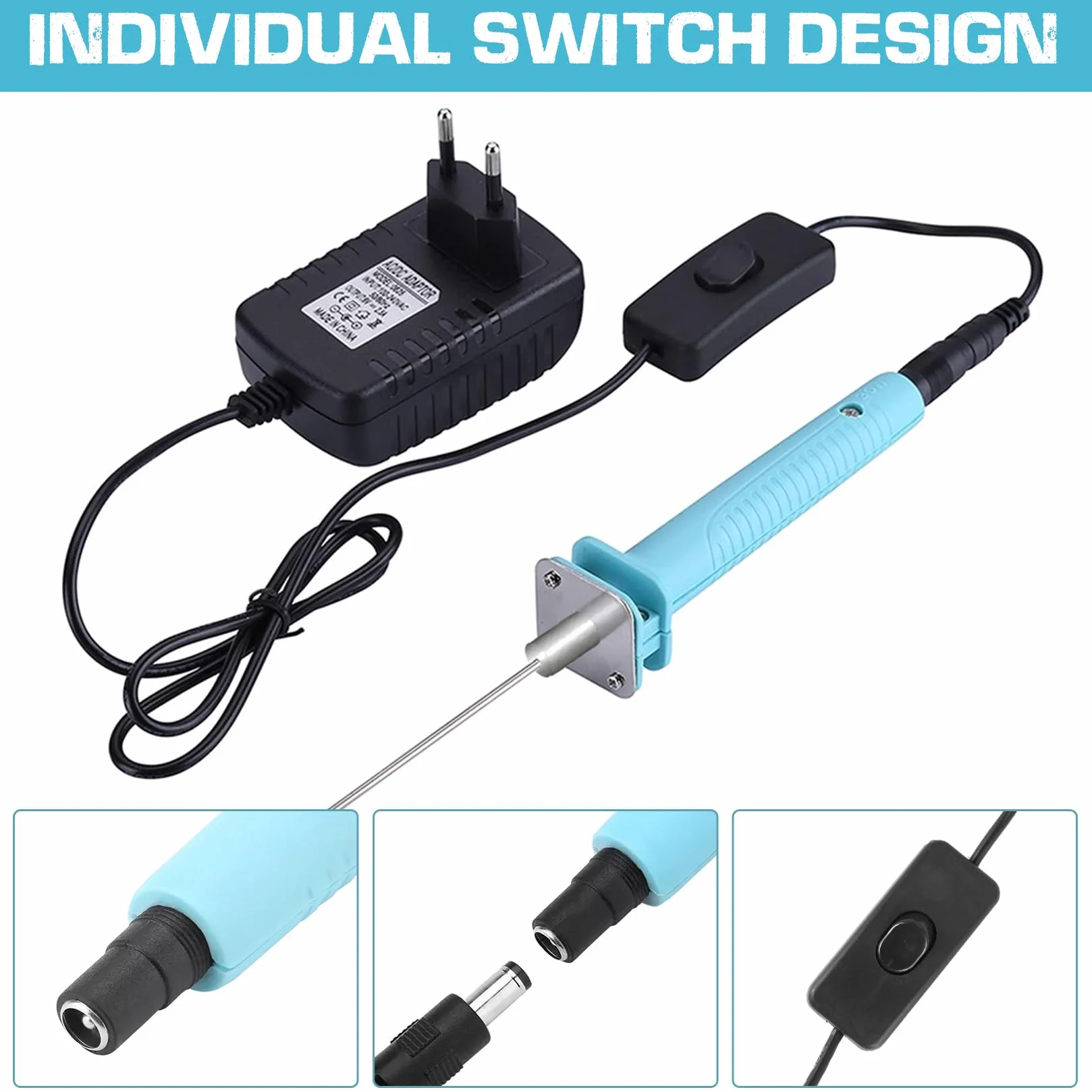 Herbst Przecinak do styropianu, elektryczny przecinak do pianki AC110-240 V, trzpień tnący, wtyczka UE, nóż do cięcia piany 10 cm do cięcia drutu na gorąco do łuku styropian