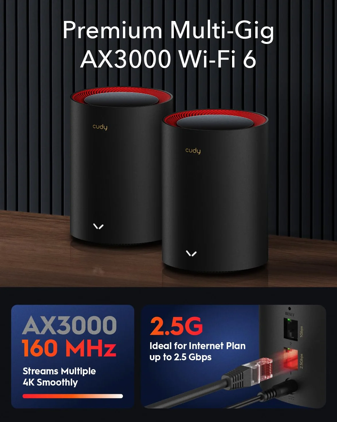 Cudy AX3000 2.5G Wi-Fi 6 Mesh System M3000 1-pak