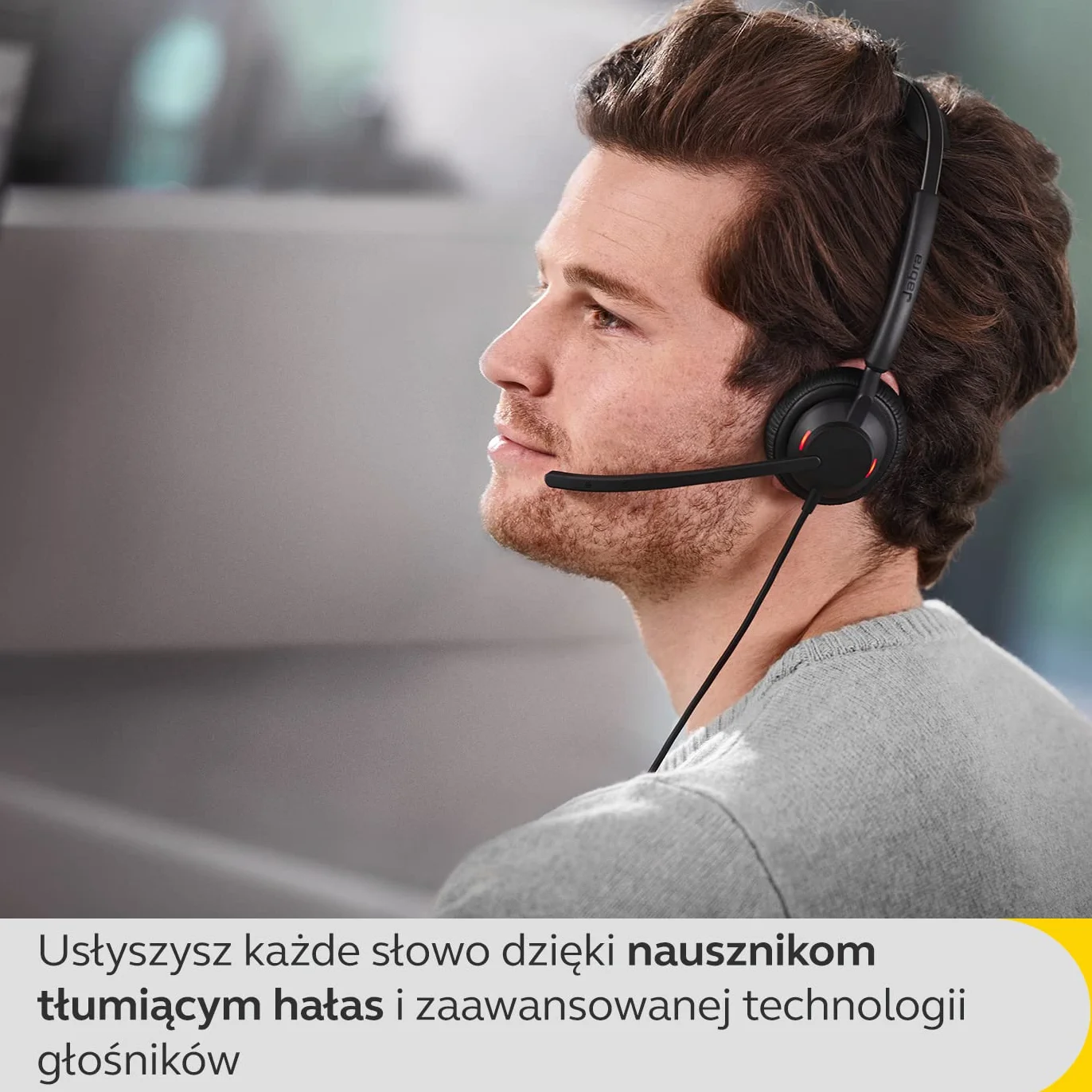 Jabra Engage 50 II przewodowy zestaw słuchawkowy stereo z redukcją szumów, 3 mikrofonami i kablem USB-C, ultralekki - działa z wiodącymi platformami Unified Communications (Zoom i Unify) - czarny