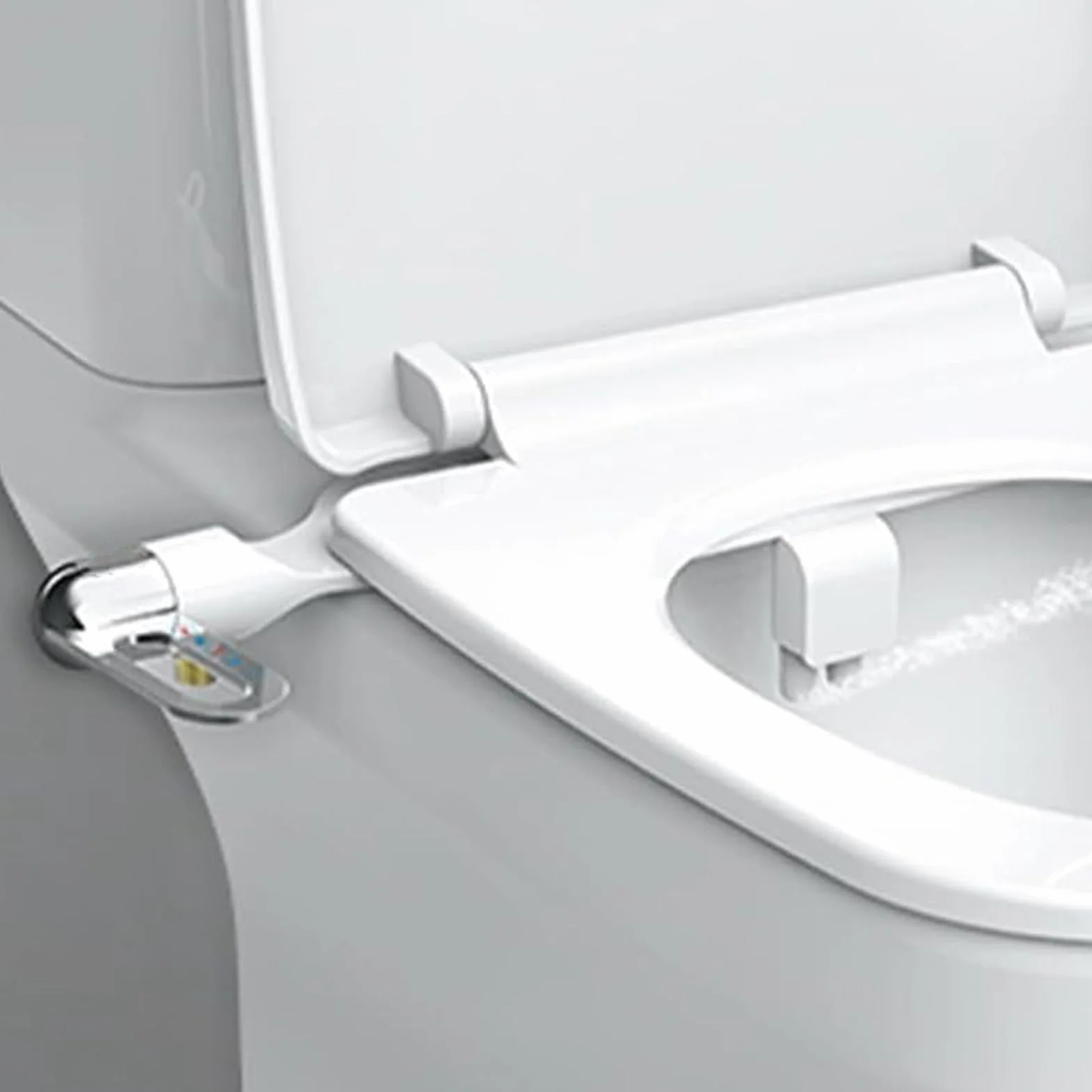 Nak?adka bidet – nieelektryczna nak?adka toalet? z samoczyszcz?cymi si? podwójnymi dyszami z regulowanym ci?nieniem, deska sedesowa, prysznic WC, bia?a