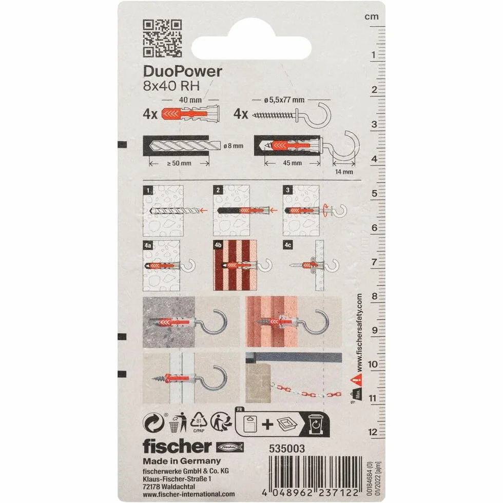 Fischer 535003 Blister Duopower 8 x 40 Rh K