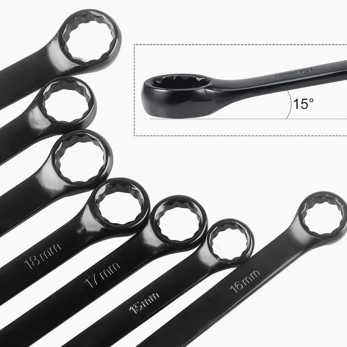 Telescopic Ratchet 1 zestaw Czarny klucz grzechotkowy otwarty Dwufunkcyjne narzędzie grzechotkowe Kluczowe ręczne do naprawy samochodu klucz dynamometryczny(12pcs)