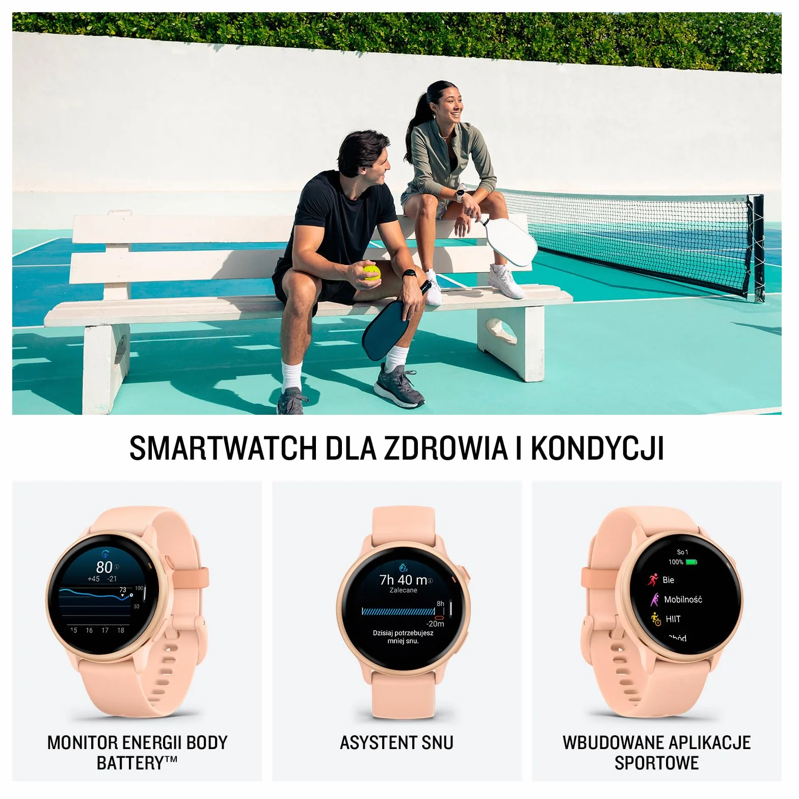 Garmin vívoactive 6 GPS Smartwatch, ekran AMOLED, 42 mm, złoty (Bone/Lunar Gold)