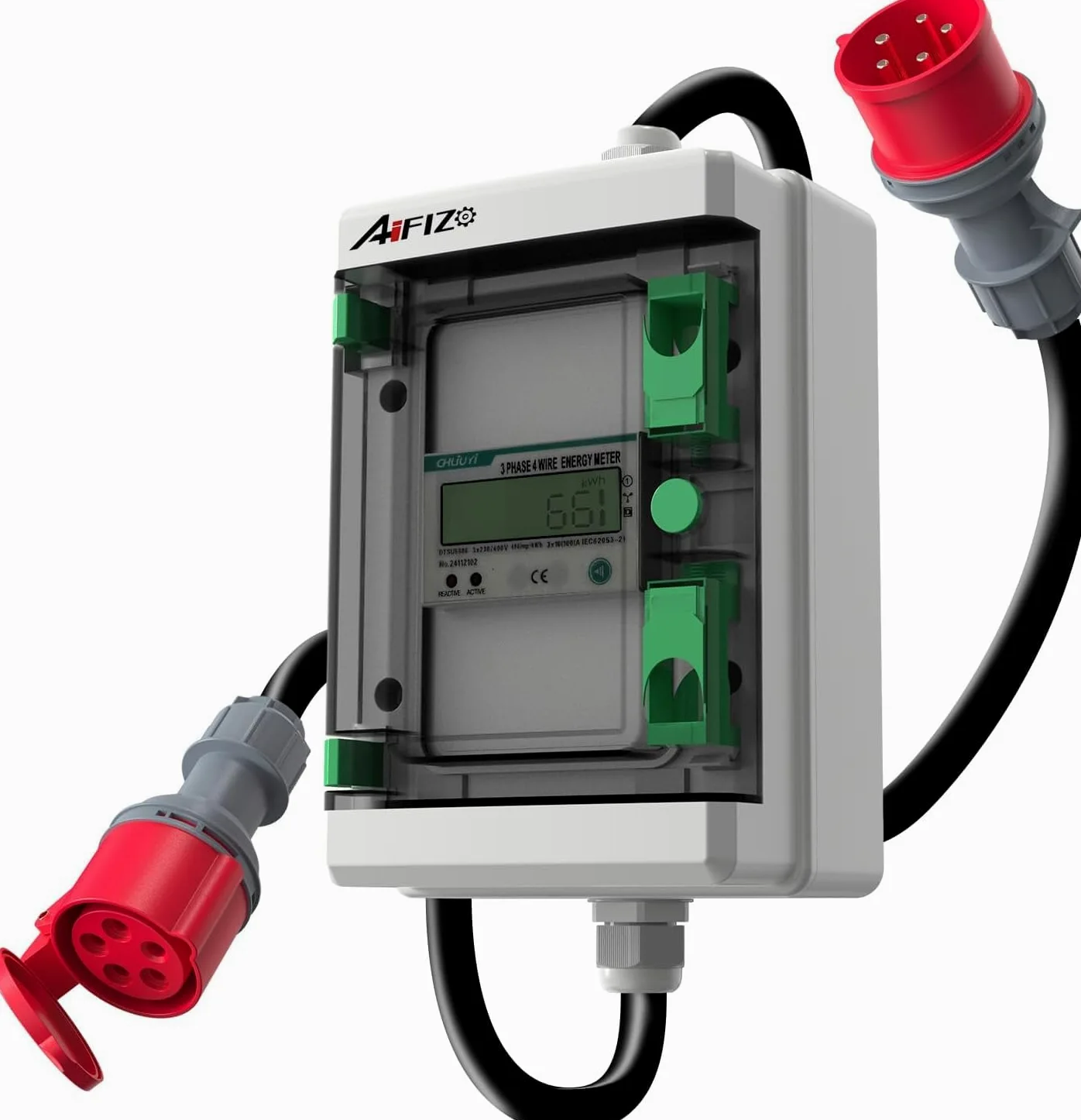 Mobilny licznik prądu cyfrowy z resetem 2m, 3 fazy 16A 400V CEE wtyczka i złącze licznik trójfazowy, IP55 CEE adapter licznik prądu do gniazdka
