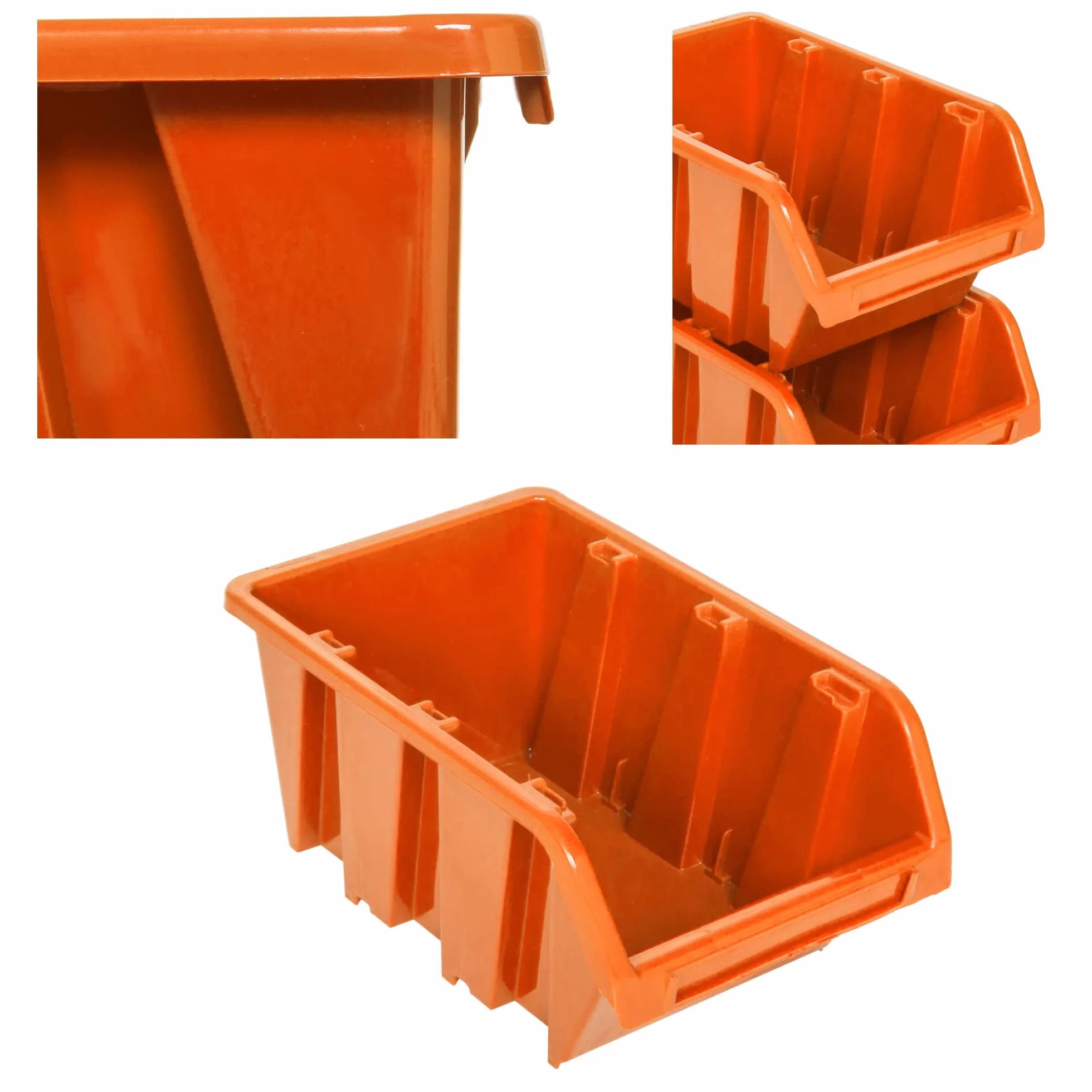 Botle 10 x pudełka magazynowe do warsztatu i garażu, pudełka do przechowywania, pudełka do sortowania, pudełka 120x195x90 mm, pomarańczowe pudełka magazynowe z tworzywa sztucznego, stosowe pudełka
