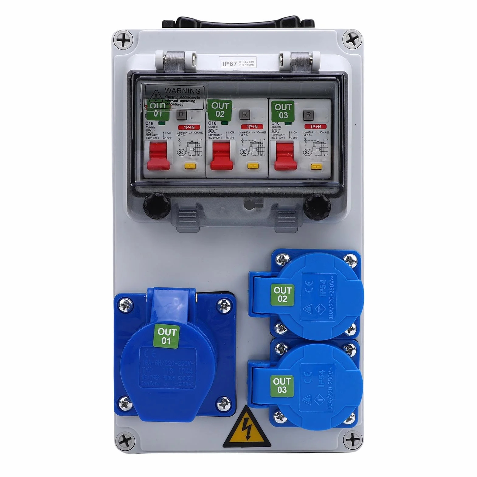 Zewnętrzna Skrzynka Rozdzielcza Obudowa Gniazdka Elektrycznego Przenośna Przemysłowa Skrzynka Gniazdkowa 250x150x100mm IP44 do IP67 Wodoodporna, Ognioodporna z Typem Wyłącznika