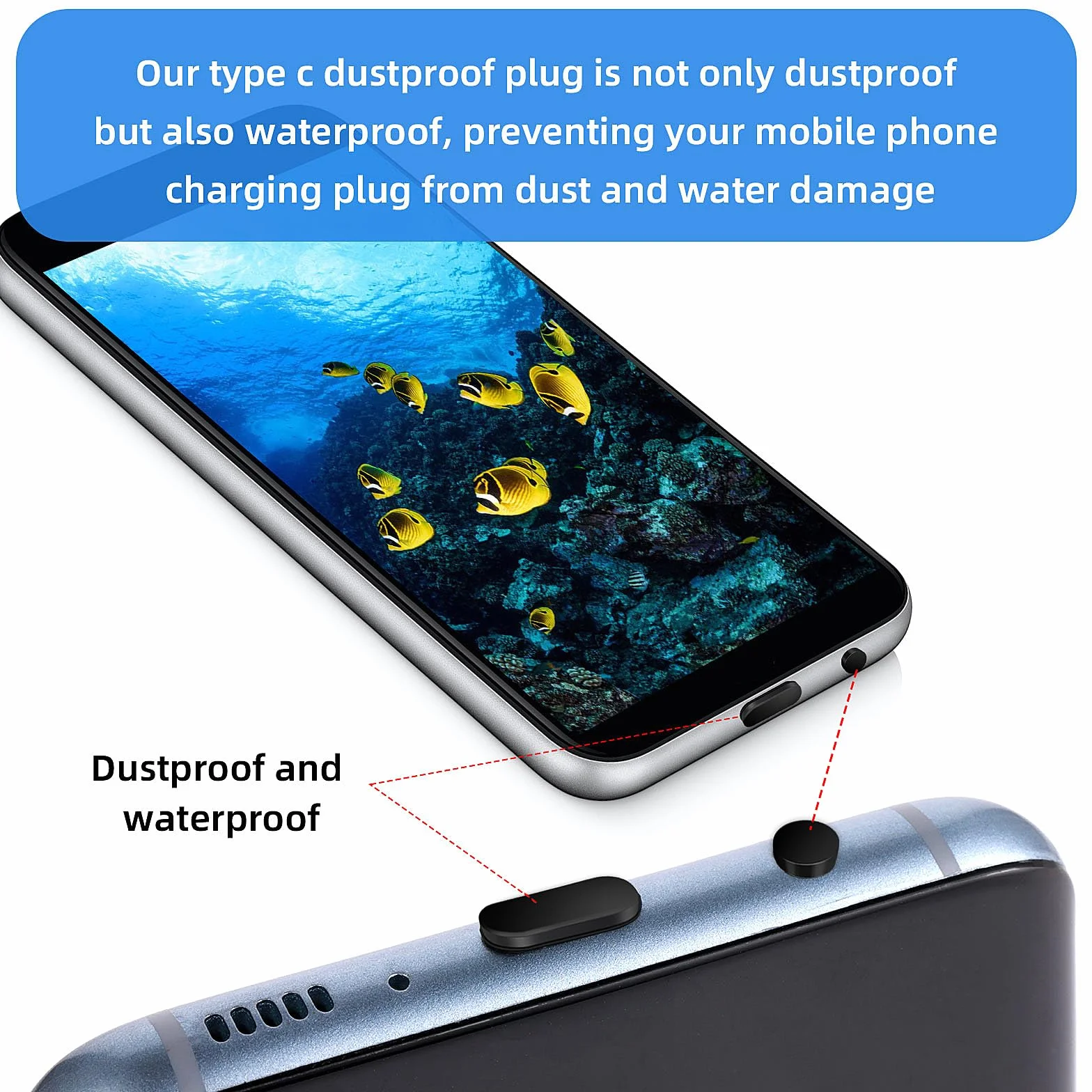 Giantree Zestaw wtyczek przeciwpyłowych USB C silikonowy czarny 20 szt.