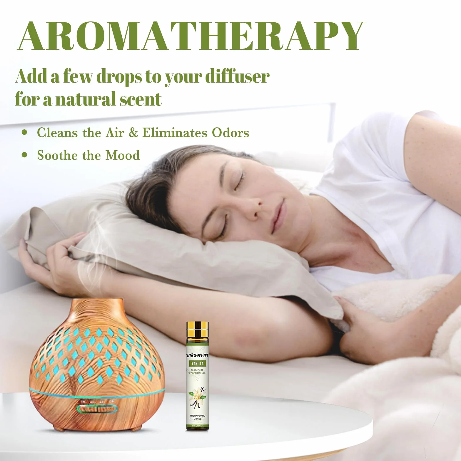 MIGCAPUT Zestaw Olejków Eterycznych Waniliowy 2 x 10ML, 100% Naturalne Olejki do Aromaterapii, Olejek Waniliowy Klasy Terapeutycznej do Dyfuzora Nawilżacza, SPA, Masażu, Snu, Mydła
