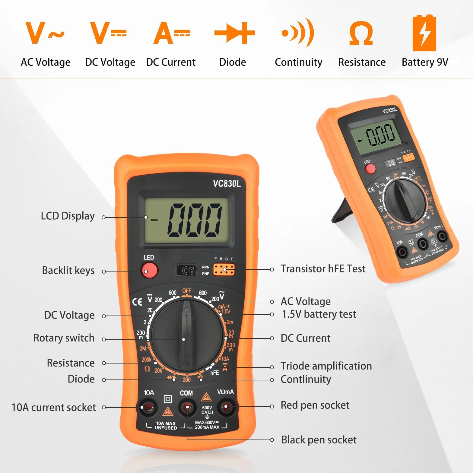 Zestaw lutowniczy 60 W z multimetrem cyfrowym: lutownica, regulowana temperatura 200-450°C, zestaw pistoletu lutowniczego z 5 końcówkami lutowniczymi, pompką lutowniczą, podstawką na lutownicę