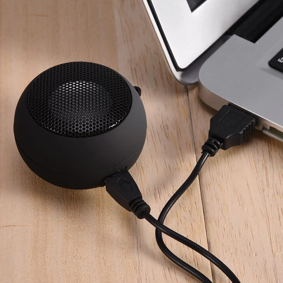 Przenośny głośnik komputerowy mini z kablem audio 3,5 mm USB czarny