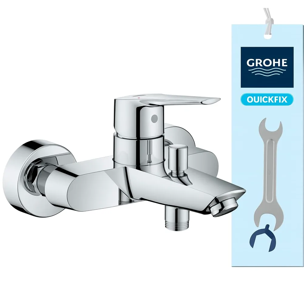 GROHE QUICKFIX Start jednouchwytowa bateria prysznicowa montowana na ścianie, metalowa dźwignia, wkład ceramiczny 35 mm, automatyczny rozdzielacz wanna/prysznic, zintegrowany zawór zwrotny
