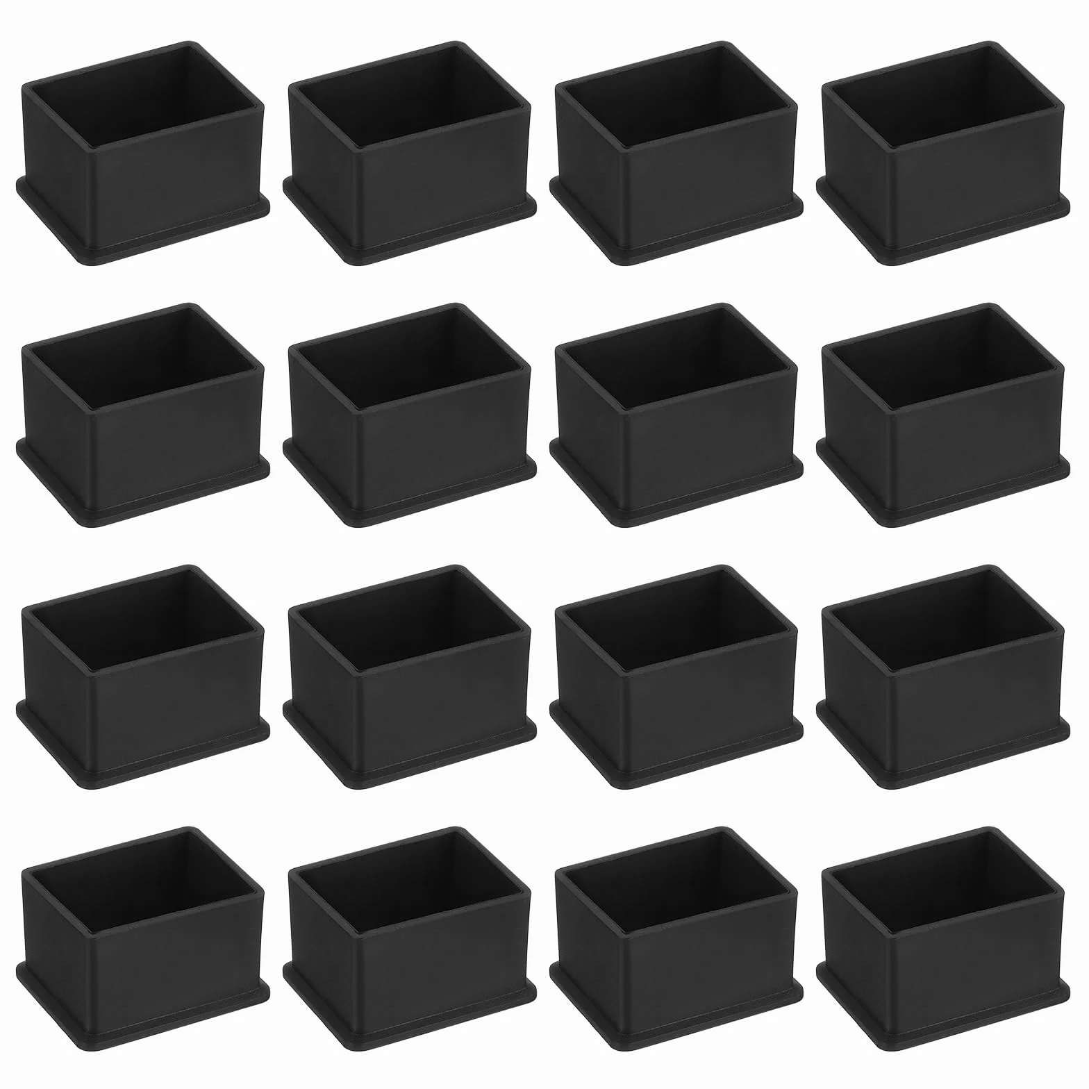 QUARKZMAN 16 szt. kwadratowe nakładki na nogi krzesła PVC, 40 mm x 30 mm czarne podkładki na nogi do mebli ochraniacze na stopy stołowe ochraniacze na stół ogród szafka łóżko meble