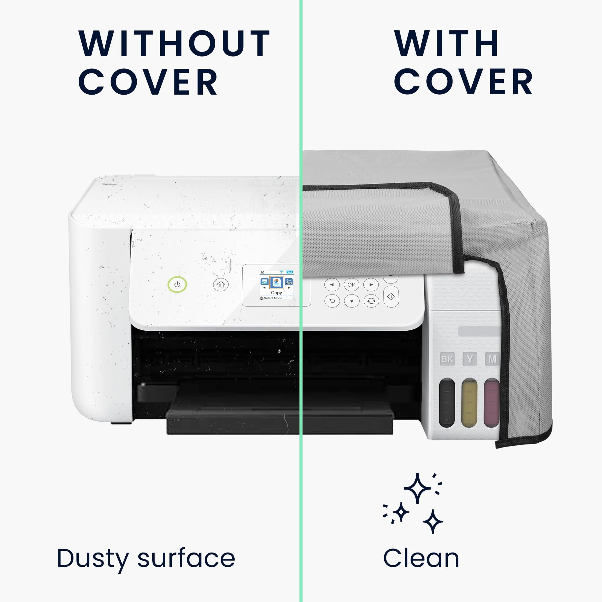 kwmobile Osłona przeciwpyłowa do Epson Eco Tank ET-2826/2800, pokrowiec ochronny z tkaniny, jasnoszary