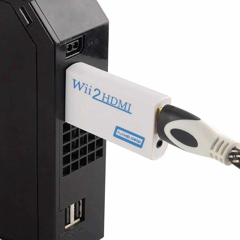 INF Adapter Wii na HDMI 720/1080P HD Converter Z Wyjściem Audio 3,5 mm Do Monitora, Projektora, Telewizora (Biały)