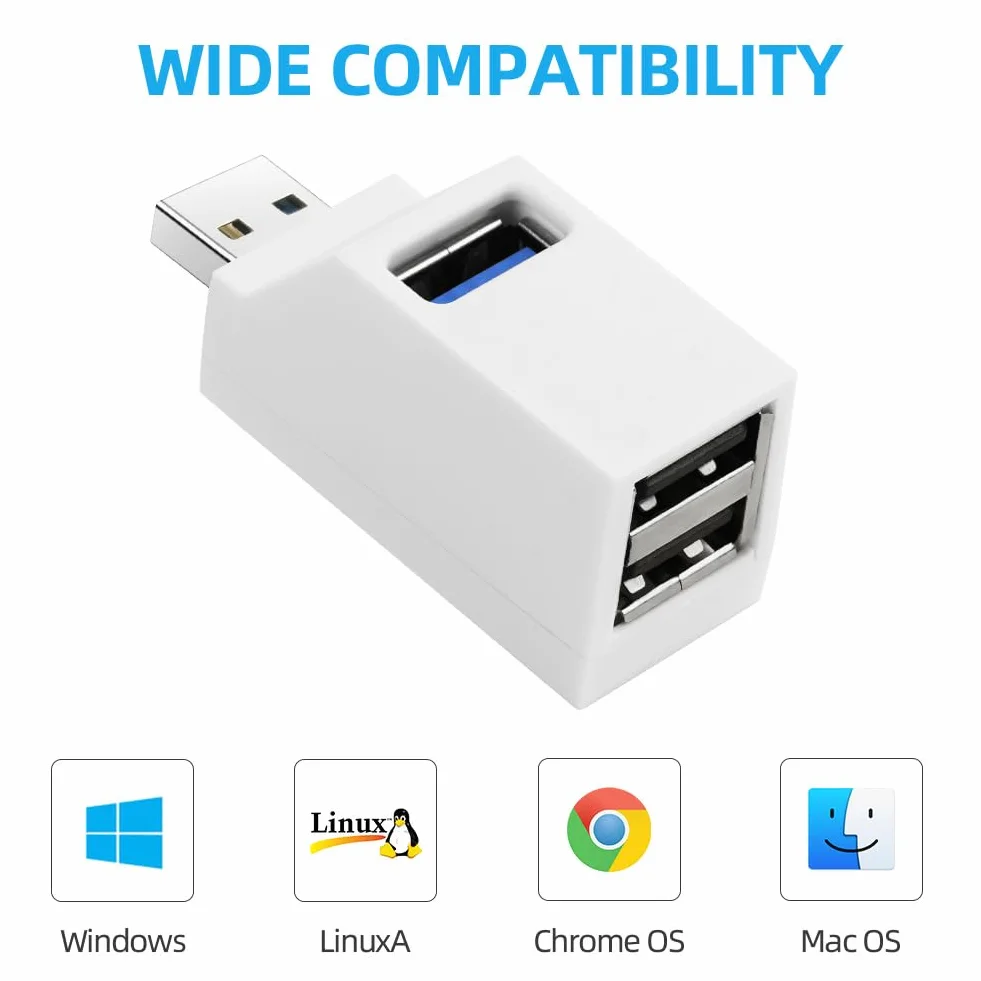 AXFEE Mini Koncentrator USB 3.0 Z Portem Multi (1 x 3.0, 2 x 2.0) - Szybkie Rozszerzenie Do Laptopa, Pendrive'a, Mobilnego Dysku Twardego i Innych Urządzeń