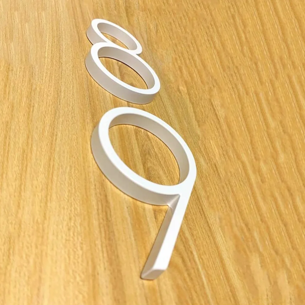 Nowoczesne Pływające Numery Domów, 125mm Białe Pływające Numery Domów Tabliczka Na Drzwi Litery Metalowa Tabliczka Adresowa Zewnętrzna Tablica Drzwiowa Numer Tablicy Do Domowej Skrzynki Pocztowej (Co