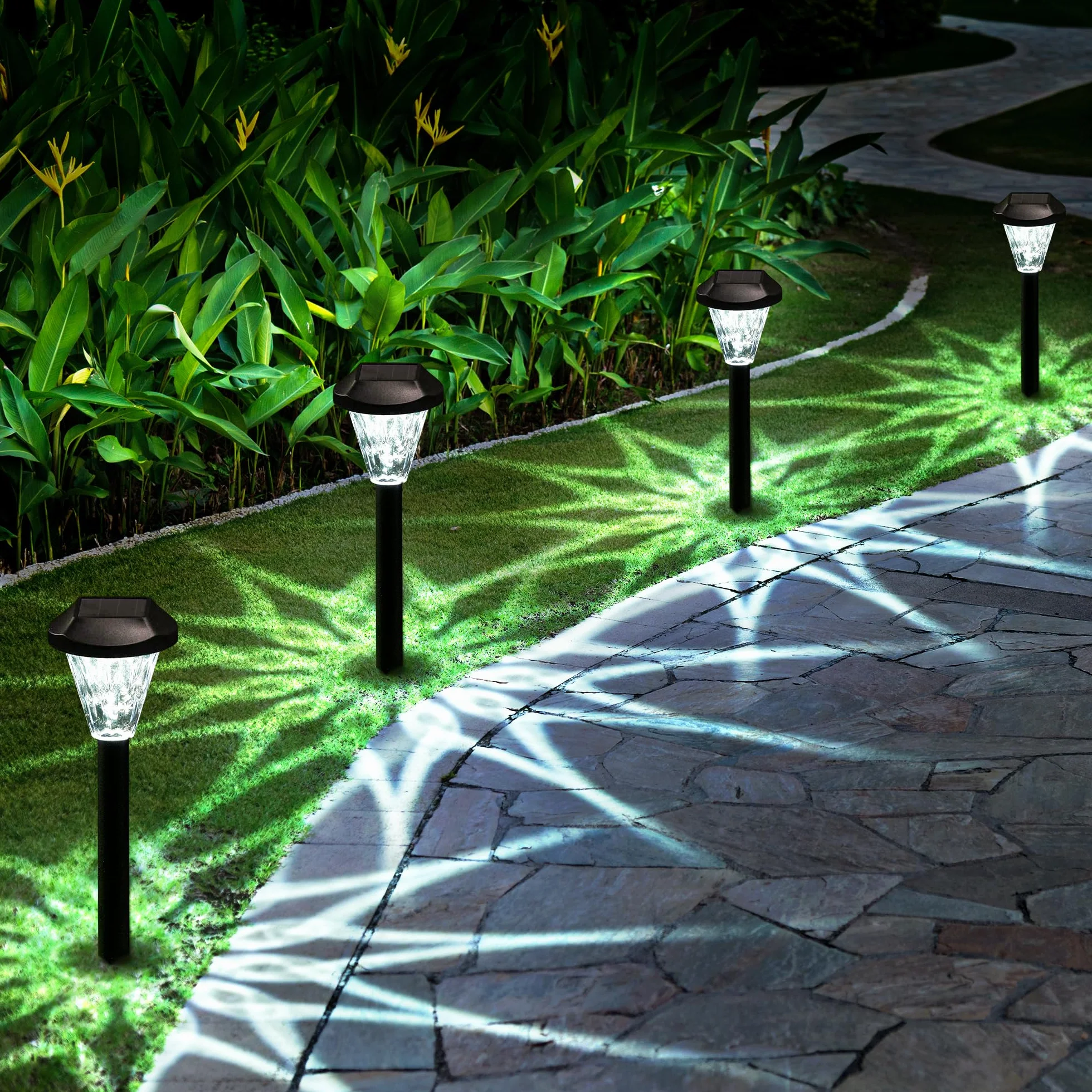 GIGALUMI 12 sztuk lamp solarnych na zewnątrz wodoodporne, nowe ulepszone lampy solarne na zewnątrz, solarne lampy ogrodowe, solarne lampy zewnętrzne na patio, trawnik, podwórko i krajobraz