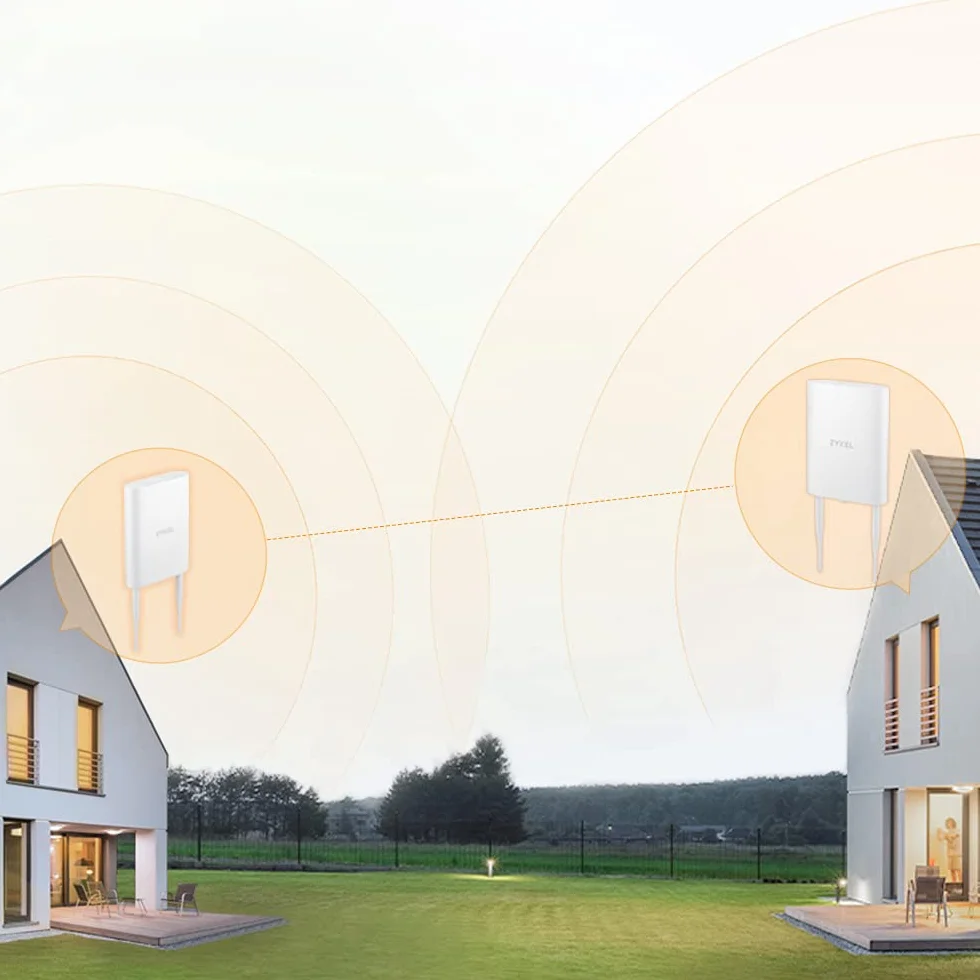 ZYXEL True WiFi 6 AX1800 Outdoor AP (802.11ax Dual Band), Wi-Fi dla małych firm z funkcją Smart Mesh, ochrona IP55, wtryskiwacz PoE w zestawie, aplikacja Nebula/Cloud lub Standalone [NWA55AXE