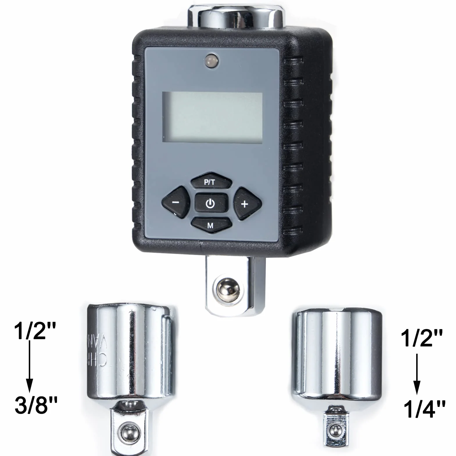 ThreeH 1/2'' (1,5 do 200 Nm) Ciężki adapter momentu obrotowego z cyfrowym wyświetlaczem LED i alarmem dźwiękowym (1/2'' napęd i zawiera adaptery do 3/8'' i 1/4'')
