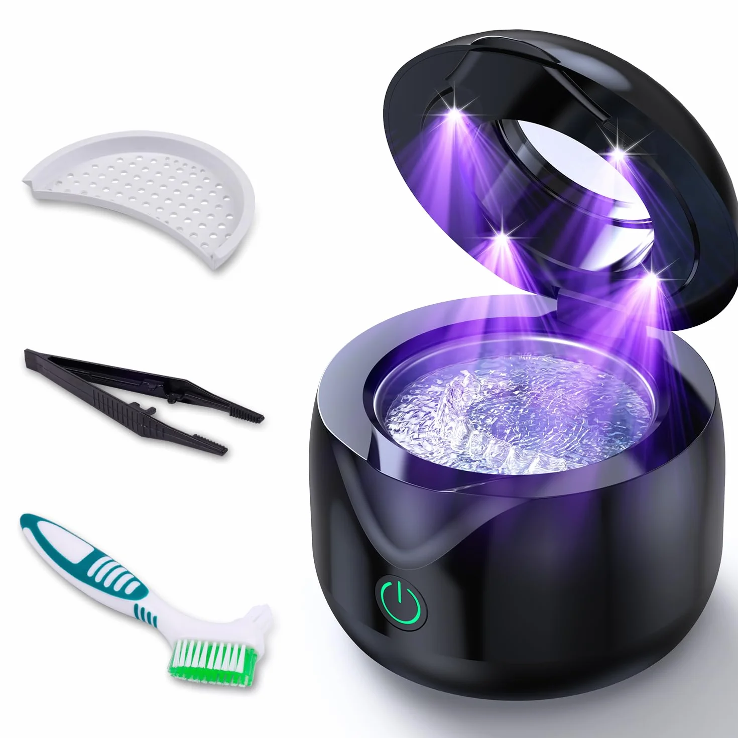 ITSHINY Ultradźwiękowy środek czyszczący, 45000 Hz, pojemnik ultradźwiękowy, 200 ml lampa UV, 25 W ultradźwiękowy środek czyszczący do rynny dentystycznej, protez dentystycznych, przyrządów