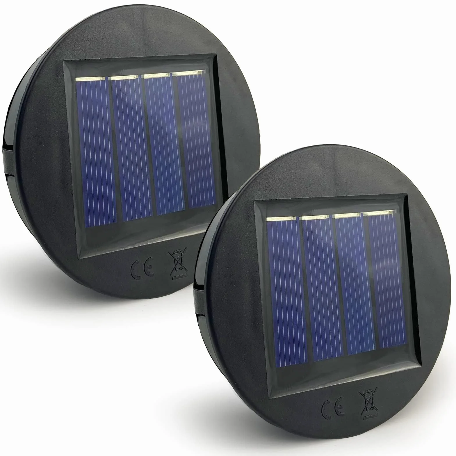 HELESIN Lampy solarne, części zamienne, 2 x śred. 8 cm, lampa solarna z jasnymi diodami LED, wodoszczelność IP65, panel słoneczny, część zamienna do latarni solarnych, lamp ogrodowych