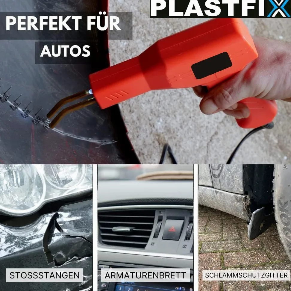 PLASTFIX spawarka do tworzyw sztucznych do spawania zderzaków, zestaw naprawczy do samochodu, plastikowa spawarka wraz z 200 klamrami spawalniczymi