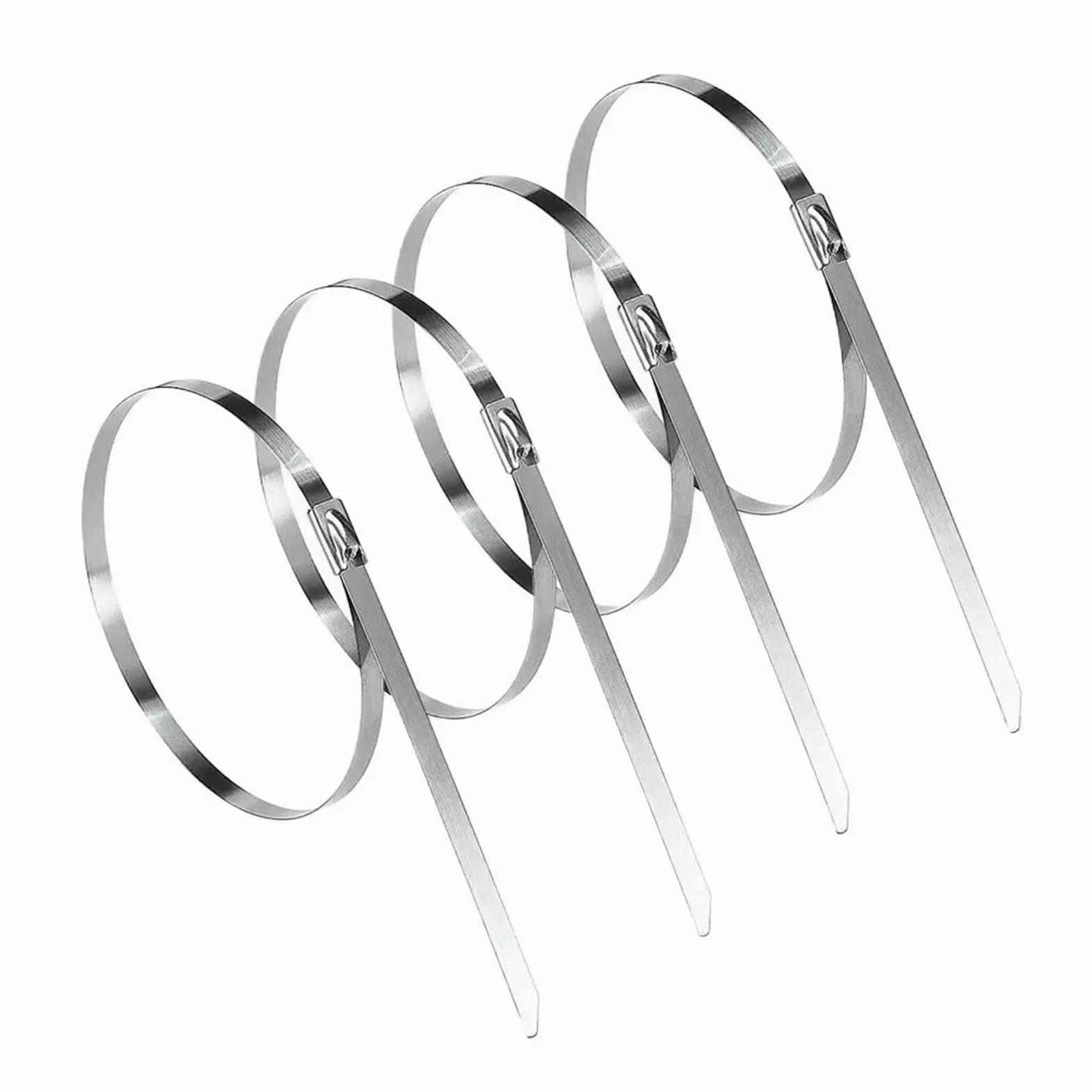 Metalowe opaski kablowe, Metalowa opaska zaciskowa kulkowa ze stali nierdzewnej 304, samoblokująca, szerokość 4,6 mm, opakowanie 5 rozmiarów, wysoka temperatura(100pcs 100x4.6mm)