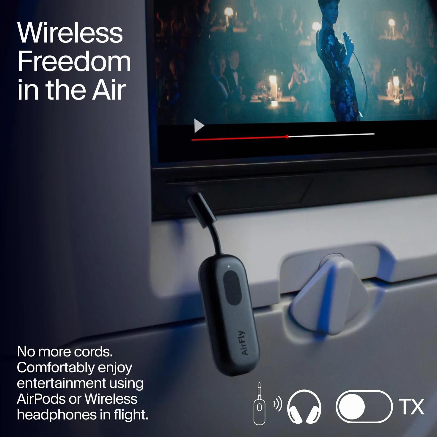 Twelve South AirFly Pro - Bezprzewodowy nadajnik/odbiornik audio Bluetooth do 2 słuchawek AirPods/bezprzewodowych; Użyj z dowolnym złączem audio 3,5 mm, kolor czarny
