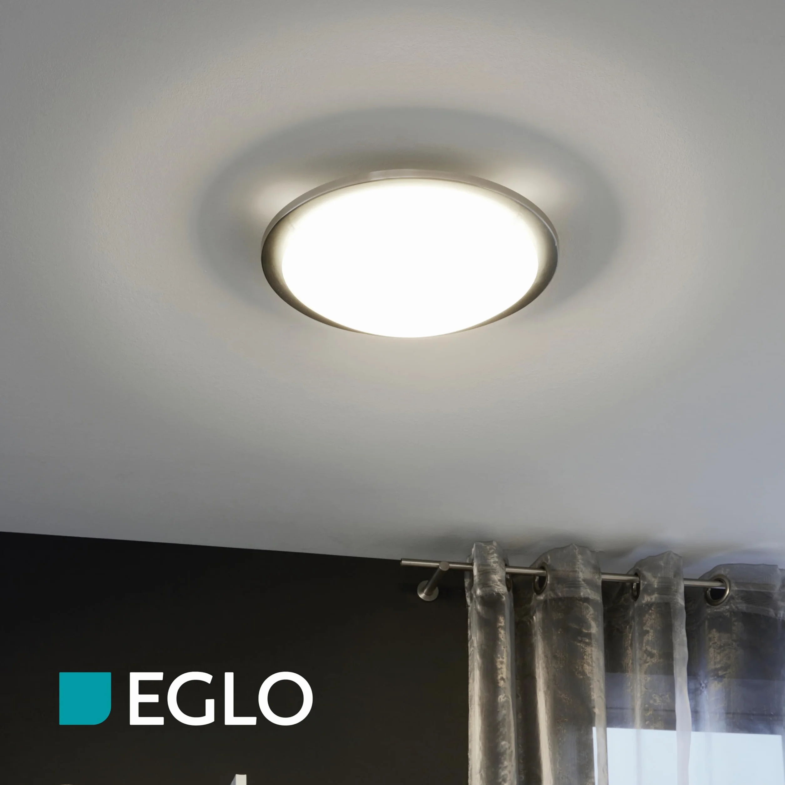 EGLO Lampa sufitowa Planet, 1 punktowa lampa sufitowa nowoczesna, lampa do salonu z metalu i szkła satynowanego, lampa kuchenna w kolorze matowo-niklowym, biała, lampa do korytarza, z oprawką E27