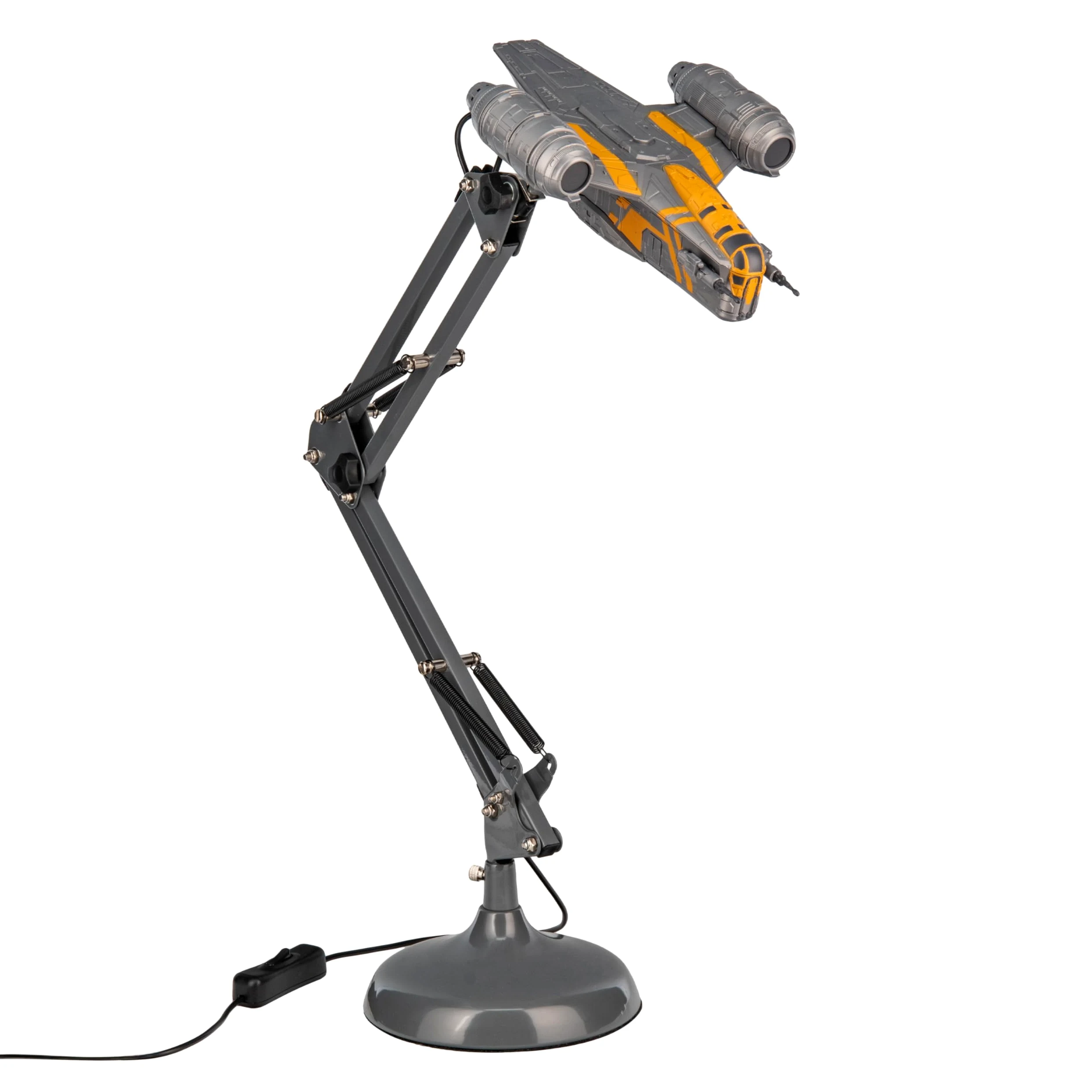 Paladone Star Wars Razor Crest możliwa lampa biurkowa, regulowana lampa LED do statku kosmicznego, zasilana przez USB, mandaloriańska lampa biurkowa