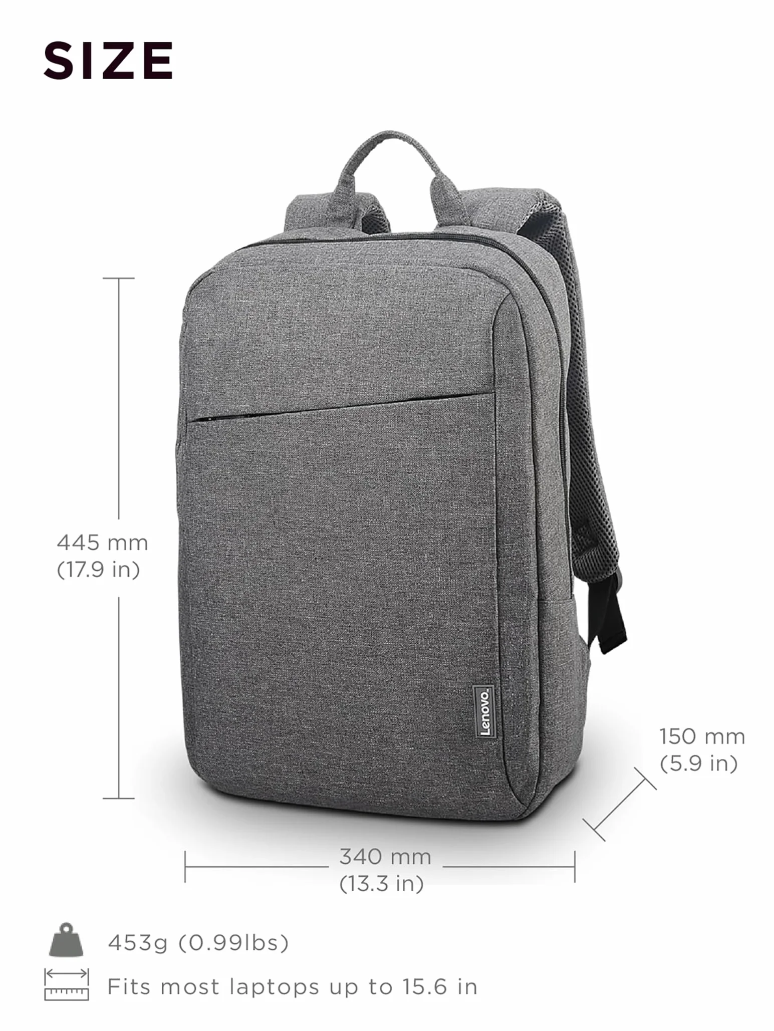 Lenovo Plecak na laptopa B210 na co dzień, 15,6", wyściełany schowek na laptopa/tablet, trwały i wodoodporny materiał, lekki, szary