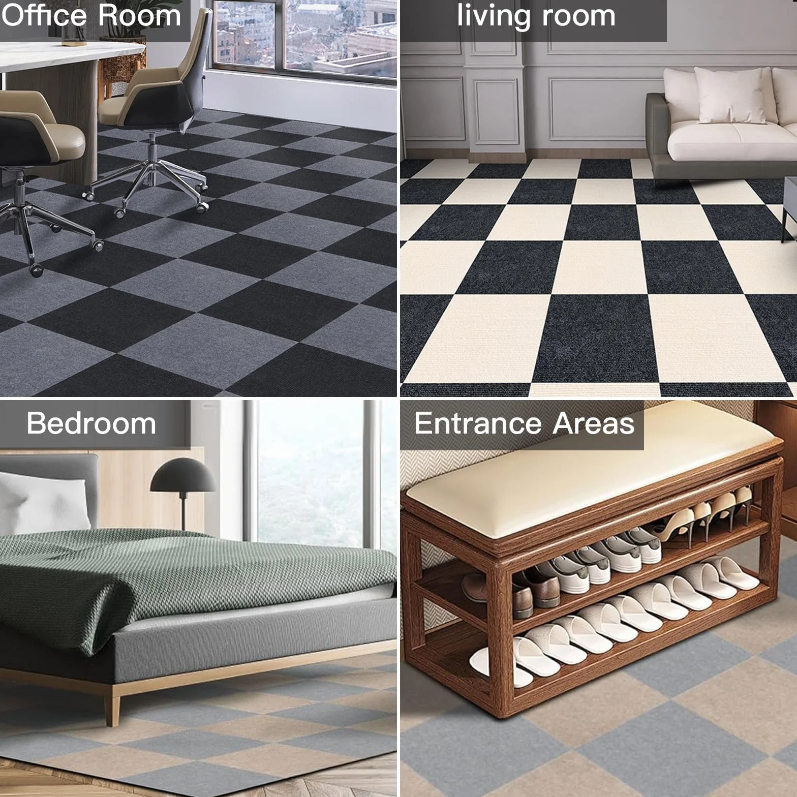 Płytki dywanowe 30 x 30 cm – 10 sztuk – 0,9 m² – samoprzylepne płytki dywanowe z tyłem, płytki do cięcia dywanowego do mieszkania, domu, sypialni