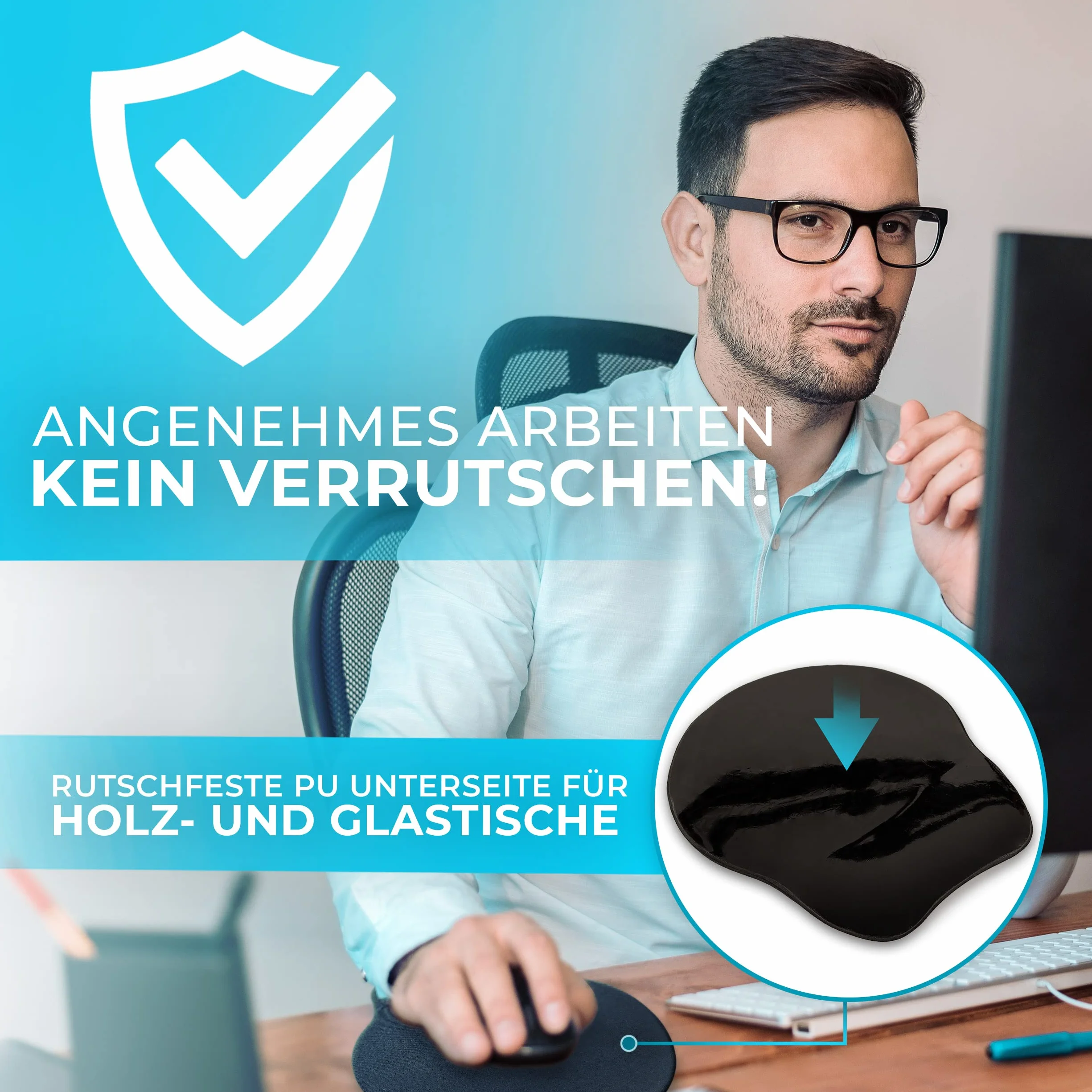 Ergonomiczna podkładka pod mysz z poduszką żelową, czarna