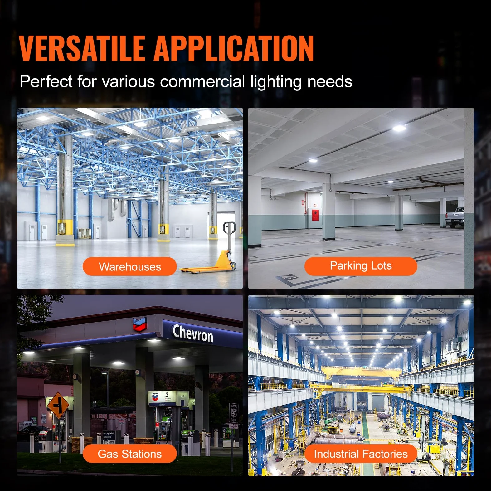 VEVOR Lampa warsztatowa LED, 150 W, lampa sufitowa garażowa, 16500 lm, 5000 K, 31,5 x 31,5 cm, montaż powierzchniowy, oświetlenie sufitowe IP65 do stacji benzynowych, magazynów, fabryk przemysłowych,
