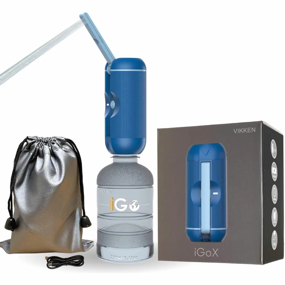 VIKKEN® 250ml iGo X Przenośny Bidet Podróżny USB-Typ C Elektryczny, Nadładowalny, Ręczny Spryskiwacz do Higieny Osobistej dla Kobiet i Mężczyzn, Niebieski