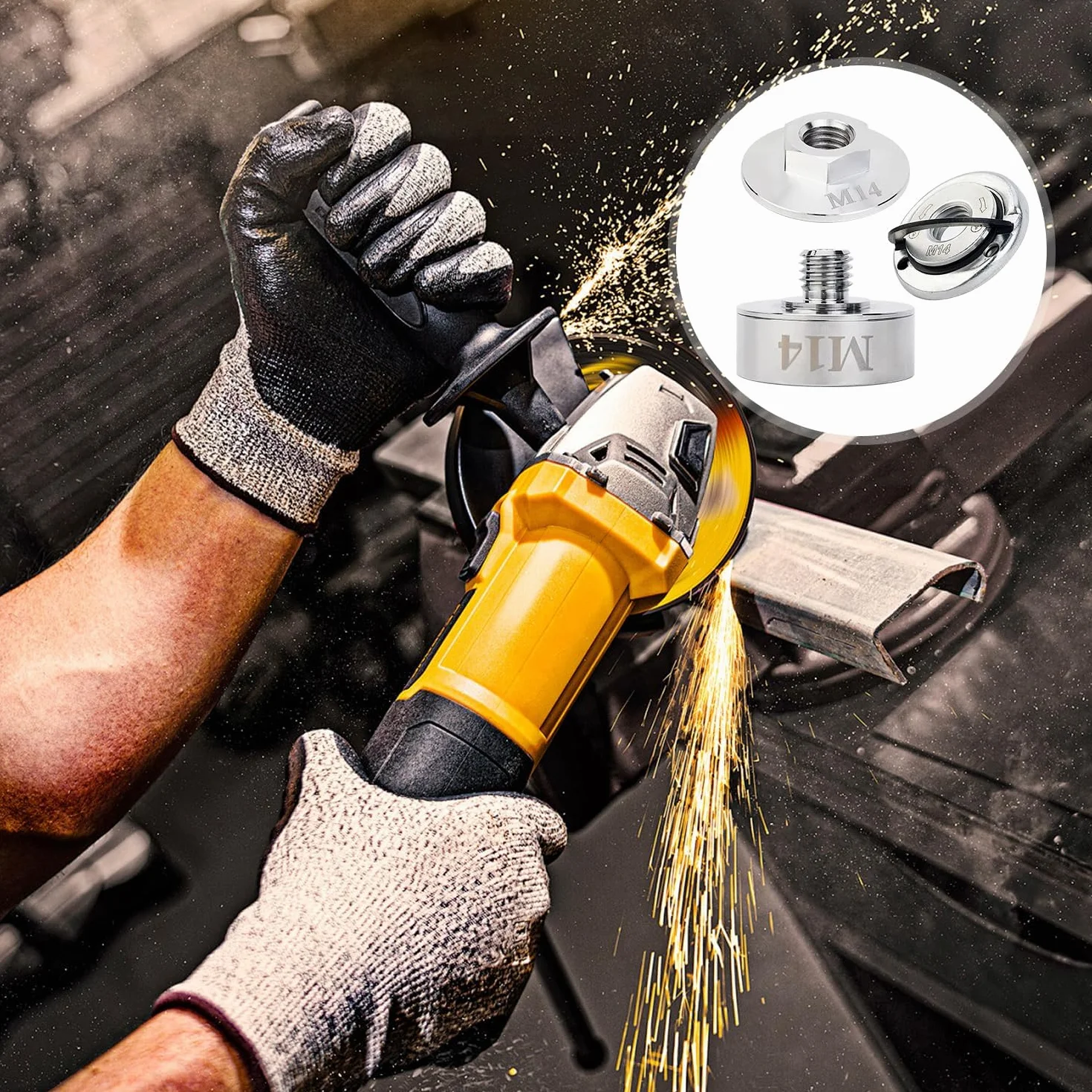 Zestaw adapterów X Lock ze stali nierdzewnej 304 do szlifierek akumulatorowych - nakrętka szybkomocująca M14, profesjonalne akcesoria, trwałe, mocne i wysoko wytrzymałe