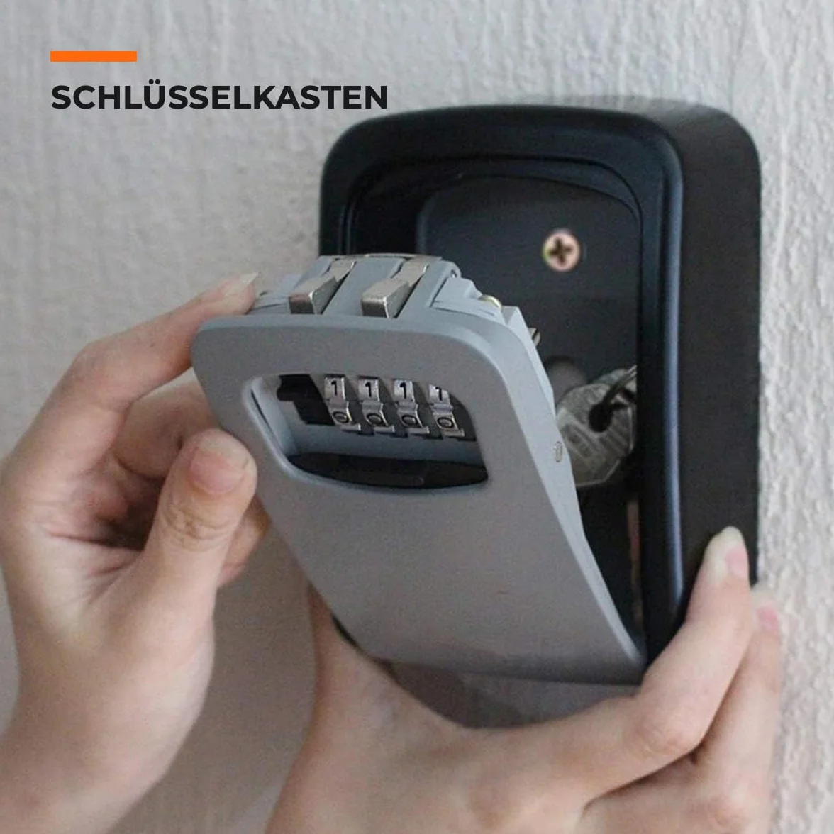 TechSafeKeyBox: sejf na klucze z zamkiem szyfrowym na ścianę, mini sejf z 4-cyfrowym kodem, skrzynka na klucze z kodem numerycznym i wstępnie nawierconymi otworami