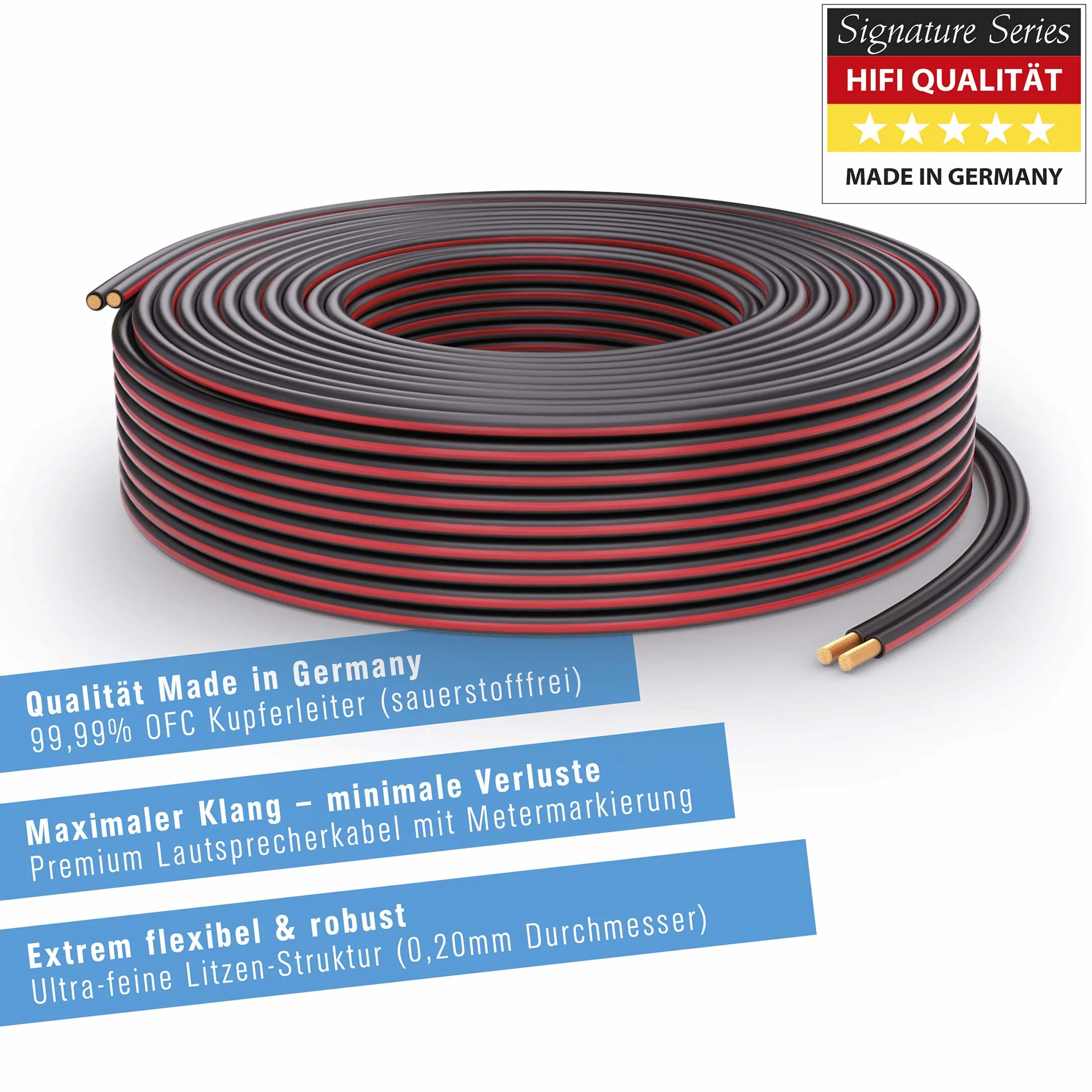 PureLink Kabel głośnikowy OFC 2 x 4,00 mm² 0,20 mm, 15,0 m, kabel miedziany z czystej miedzi do głośnika HiFi głośników subwoofera, kabel audio z oznaczeniem polaryzacji, czarny