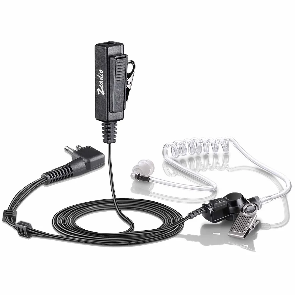 zeadio Surveillance Covert Air Acoustic Tube Walkie Talkie słuchawki z mikrofonem Push-To-Talk do Motorola 2-pinowego radia dwukierunkowego