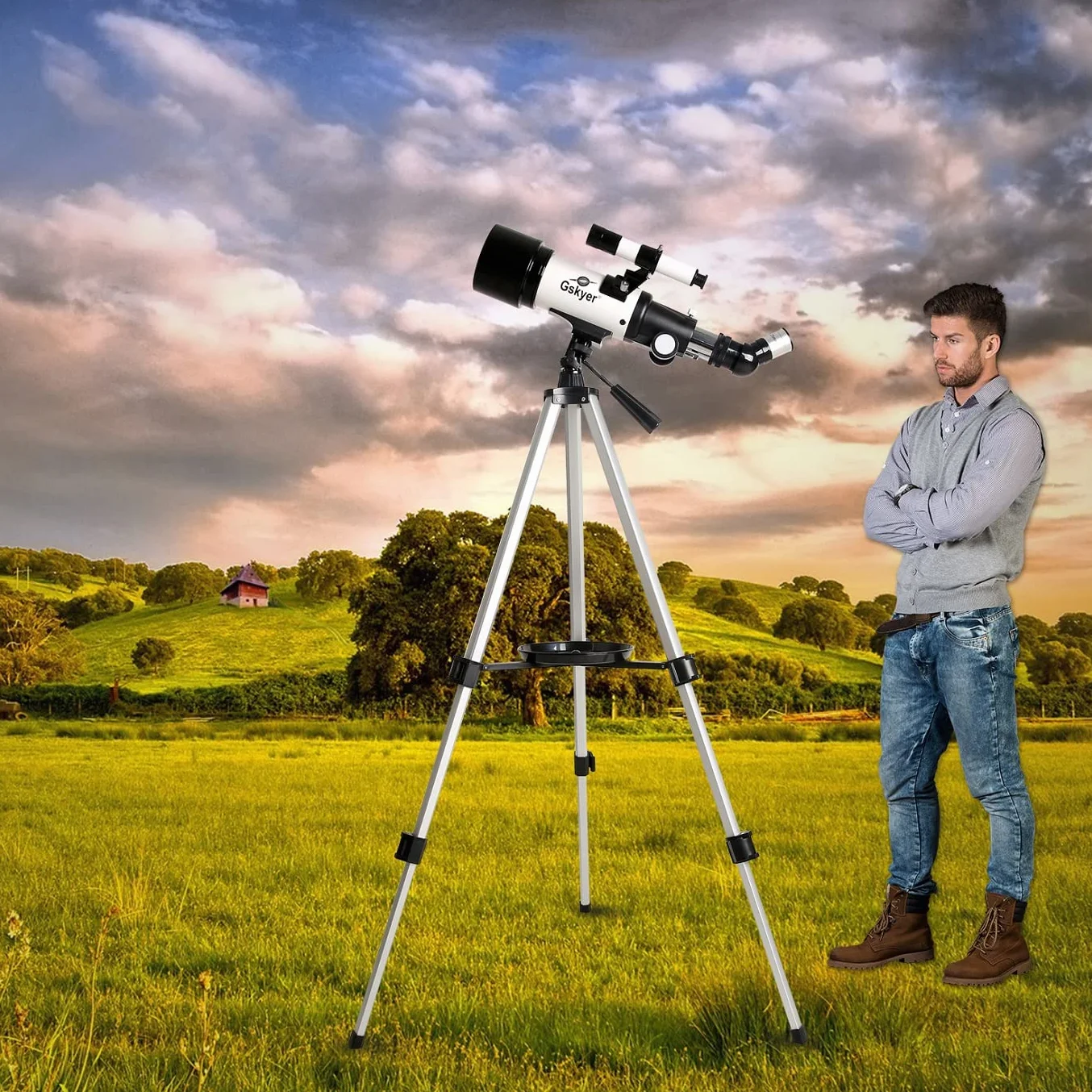 Gskyer Teleskop 70 mm 400 mm AZ-Mount Astronomiczny Refrakcyjny dla Dzieci i Początkujących