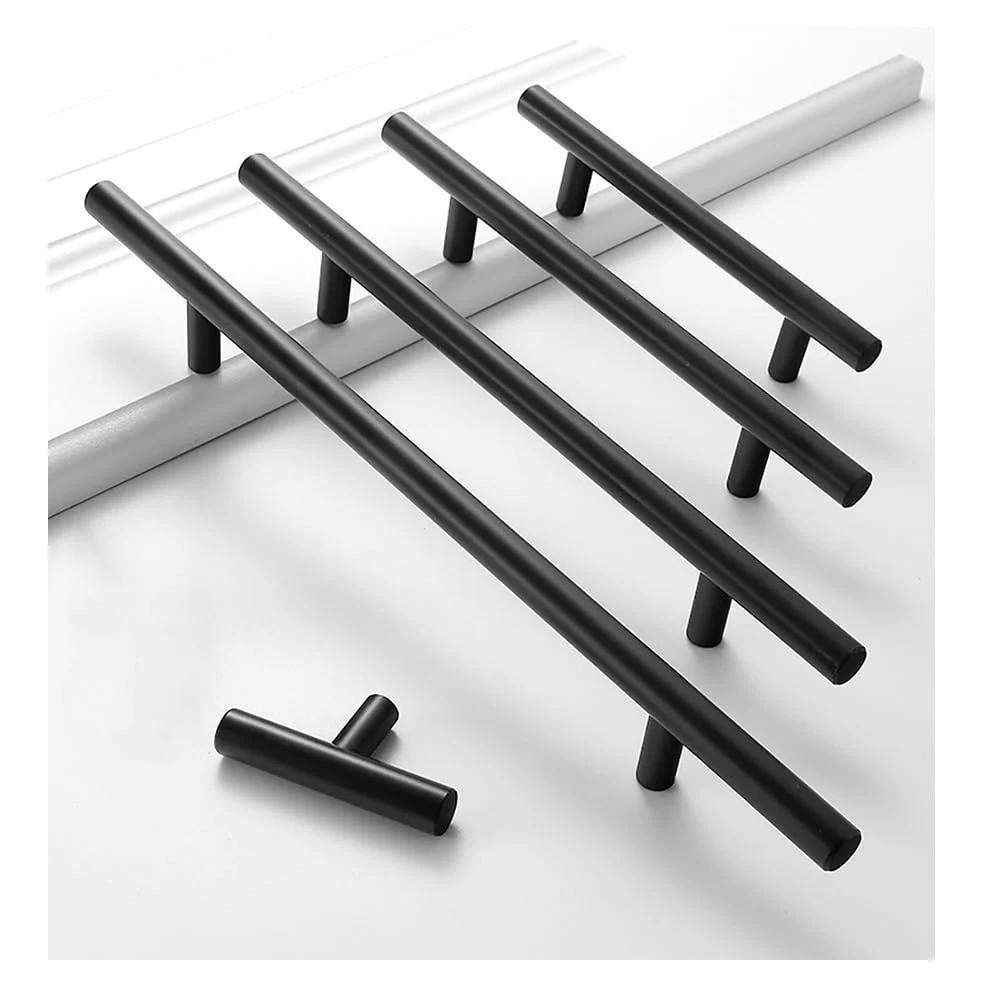 10 Sztuk Uchwyt Do Drzwi Szafki Matowy Czarny Uchwyt Do Drzwi Do Szafy Złoty Uchwyt Szuflady Ze Stopu Aluminium Uchwyt Rozstaw Otworów 96-192mm Uchwyt Meblowy(Black,Single hole)