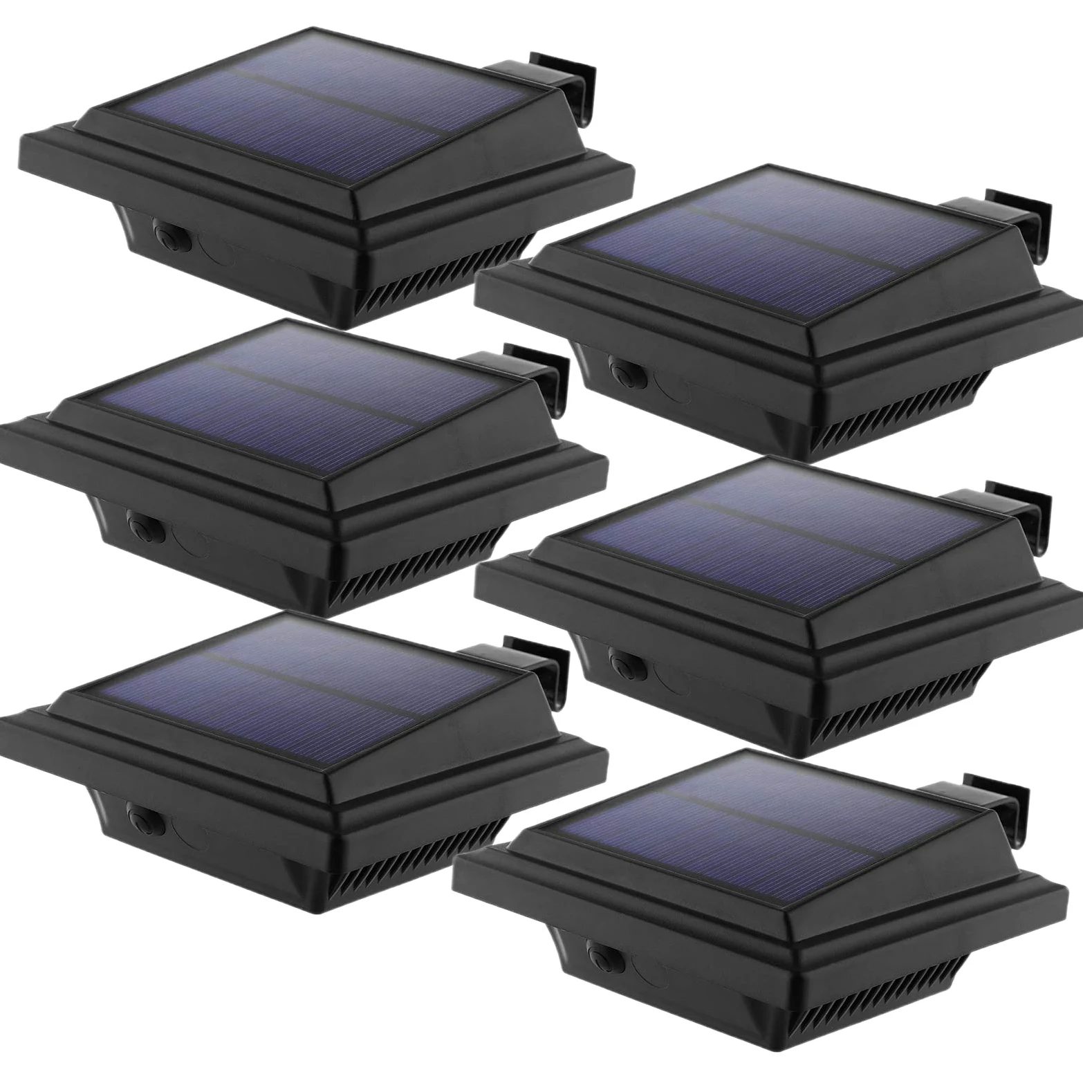 Solarna Lampa LED do Rynny Dachowej, do Użytku na Zewnątrz, 25 Diod LED, Automatyczne Włączanie/Wyłączanie, Czarna, Ciepłe Białe Światło (Zestaw 6 Szt.)