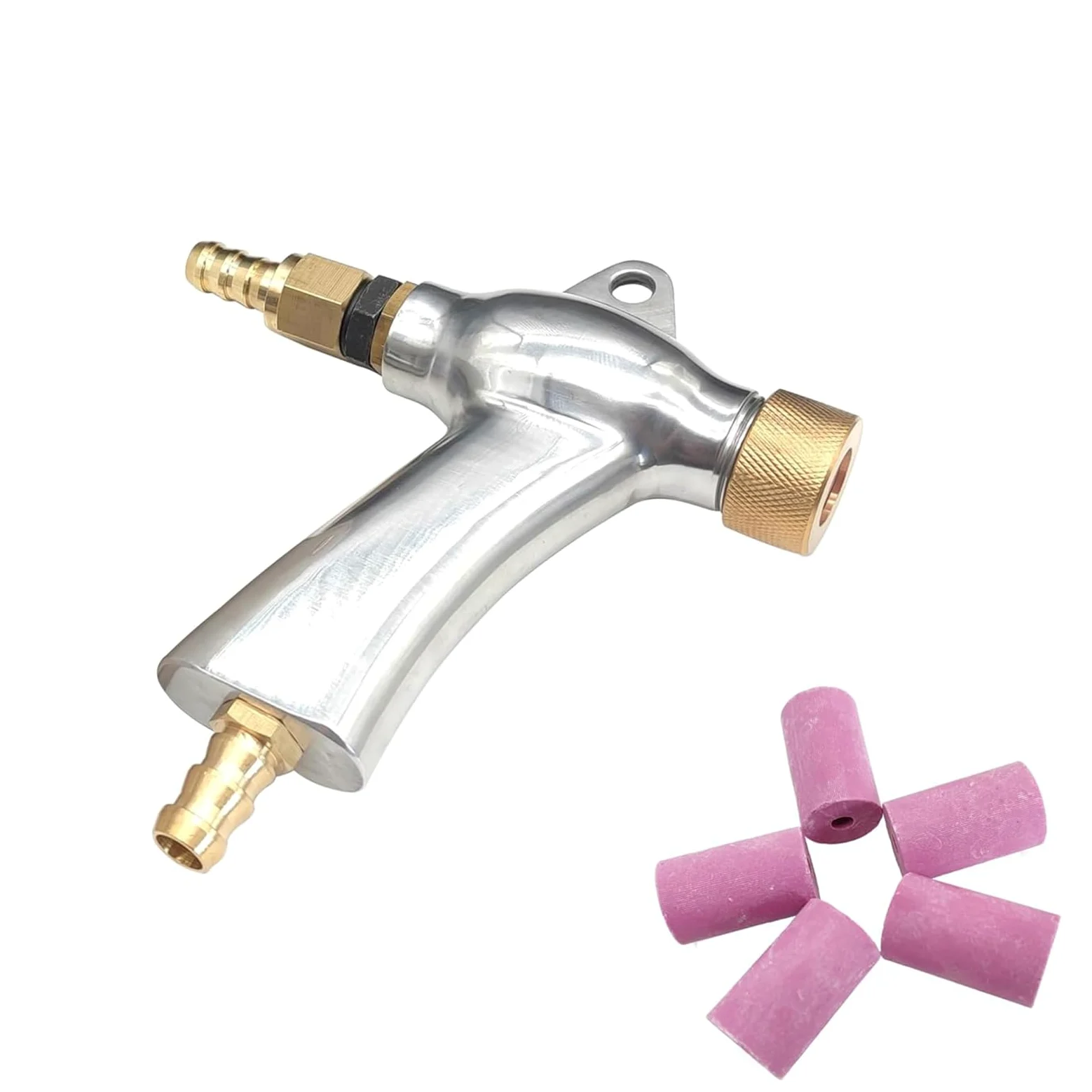 Pistolet Do Piaskowania, Stop Aluminium Pneumatyczny Pistolet Do Piaskowania Zestaw Do Piaskowania Z 5 Dyszami Ceramicznymi Do Piaskowania Szafka Do Piaskowania Silver,One Size