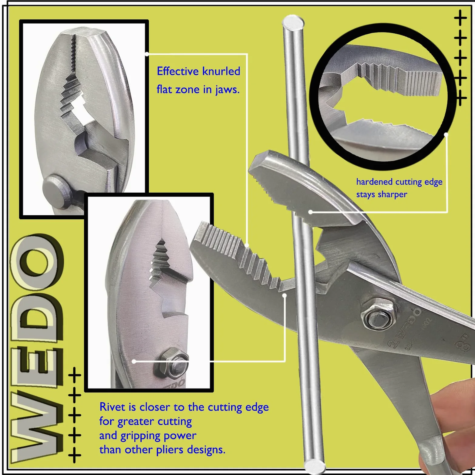 WEDO Szczypce do połączeń ślizgowych, kombinerki, szczypce VISE-GRIP, 20 cm, stal nierdzewna, antykorozyjne, odporne na rdzę, 20 cm