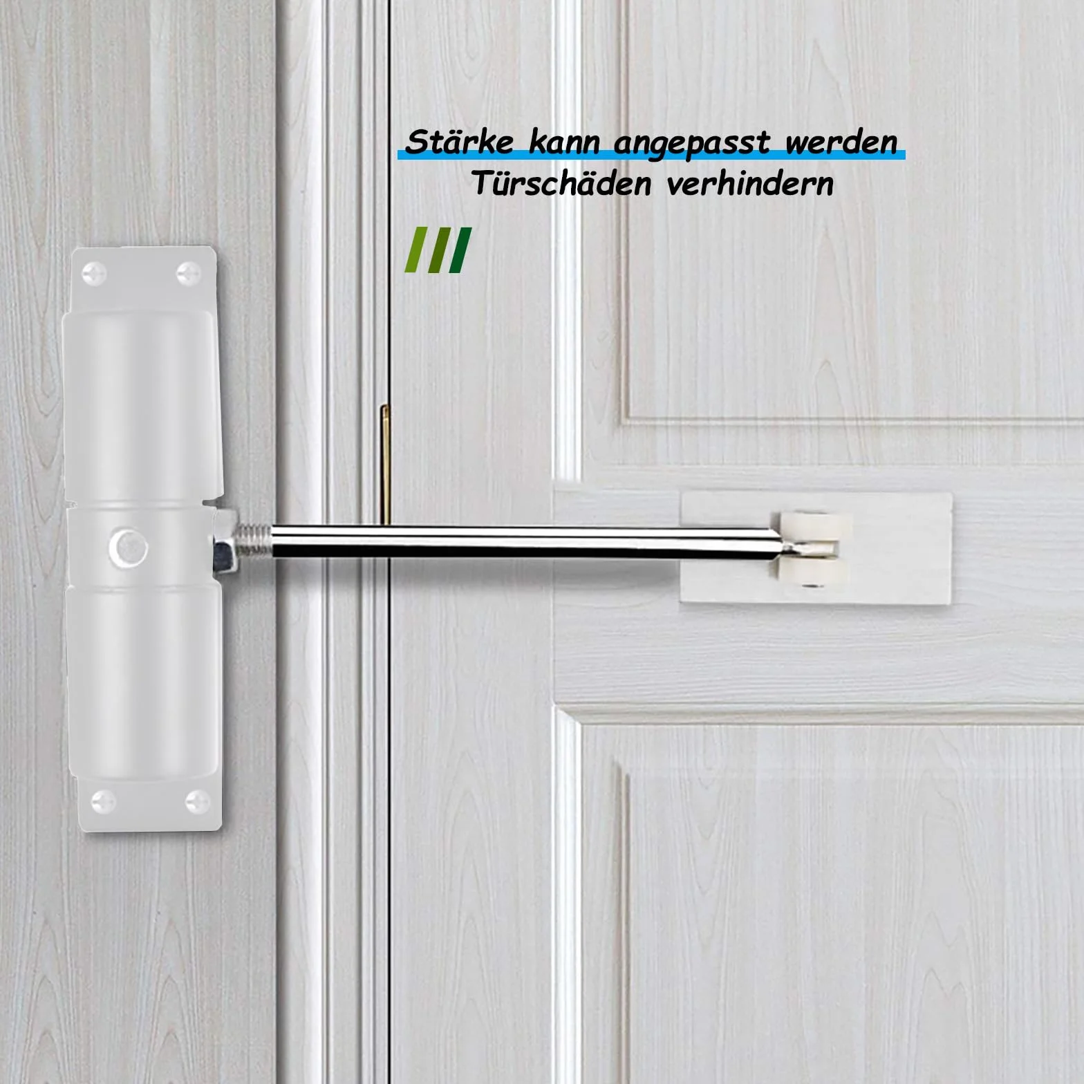 Regulowany samozamykacz drzwi, Rebound, ze stopu aluminium, do sypialni, biura, biały