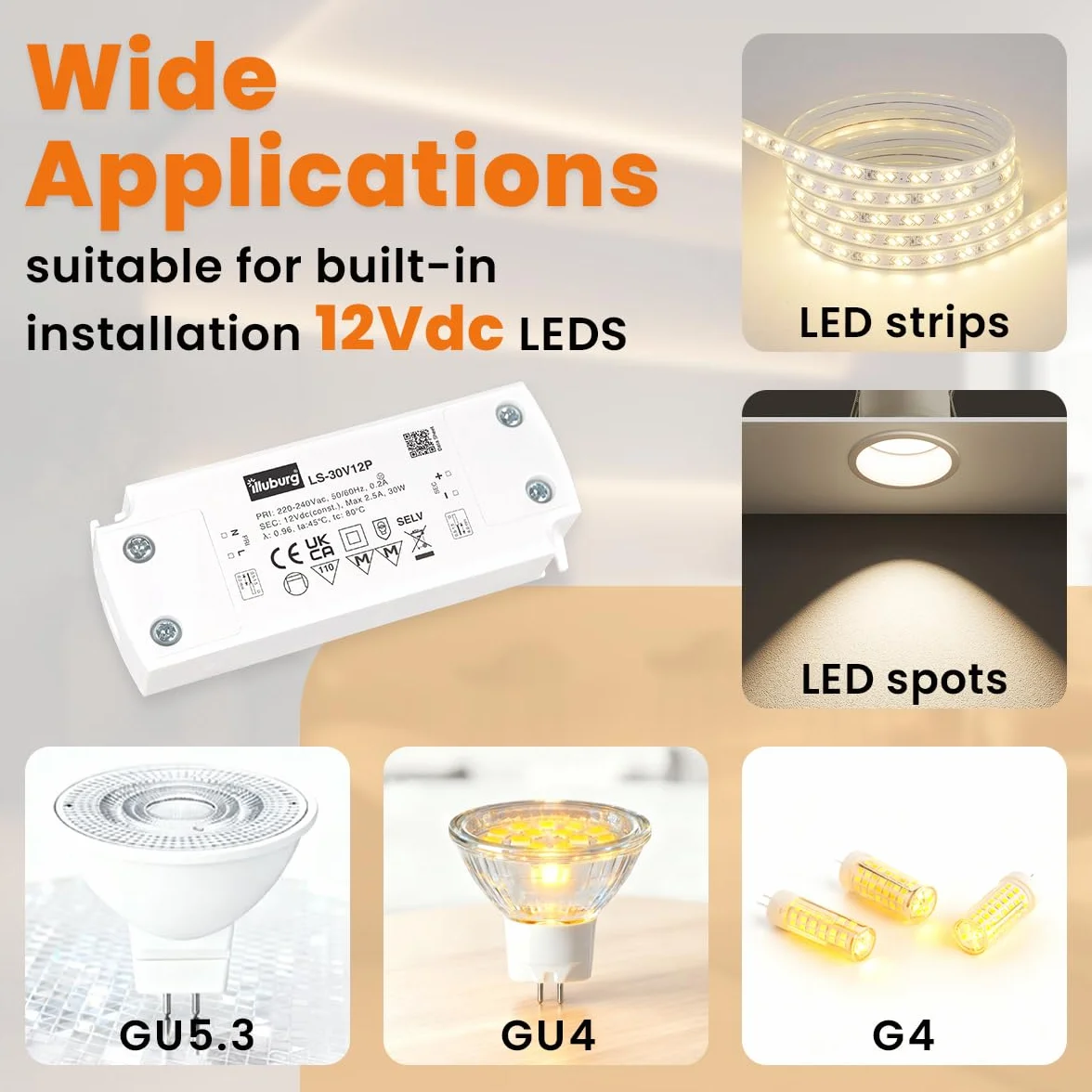 Transformator LED 12 V 30 W Bez Migotania Do Taśmy LED G4 GU5,3 - Zasilacz Sterownik