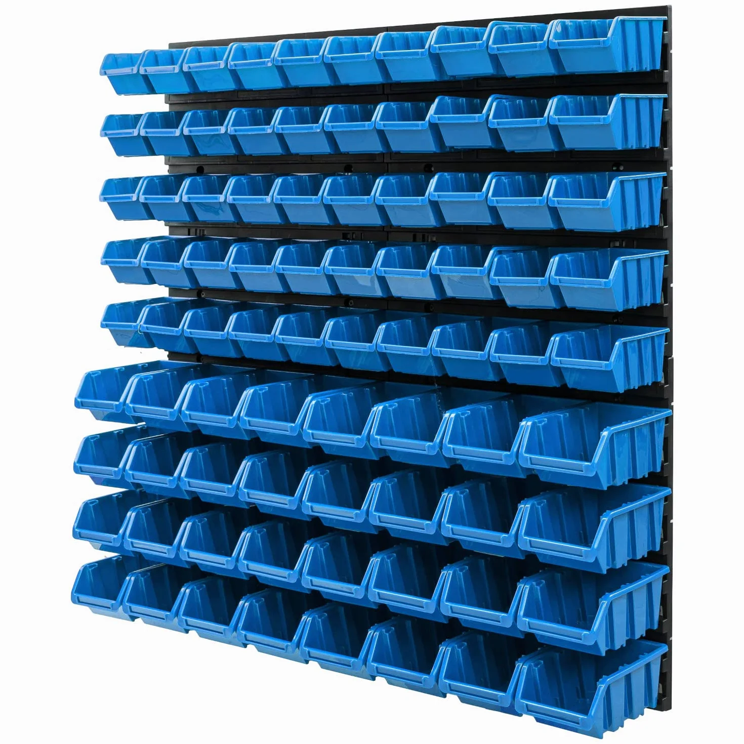 System magazynowy, regał ścienny, 770 x 780 mm, 82 szt. pudełko, pudełka do układania w stos, półki magazynowe, bardzo mocne płyty ścienne, możliwość rozszerzenia, regał warsztatowy, regał magazynowy