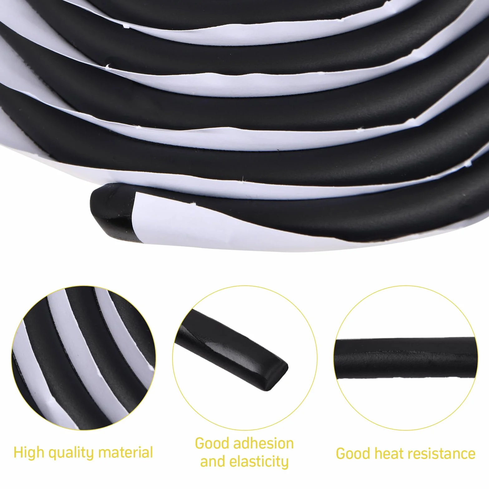 Okrągły sznur butylowy, czarny, samoprzylepny, wodoszczelny, do naprawy przedniej szyby samochodu, samochodu, ciężarowego (4 m)